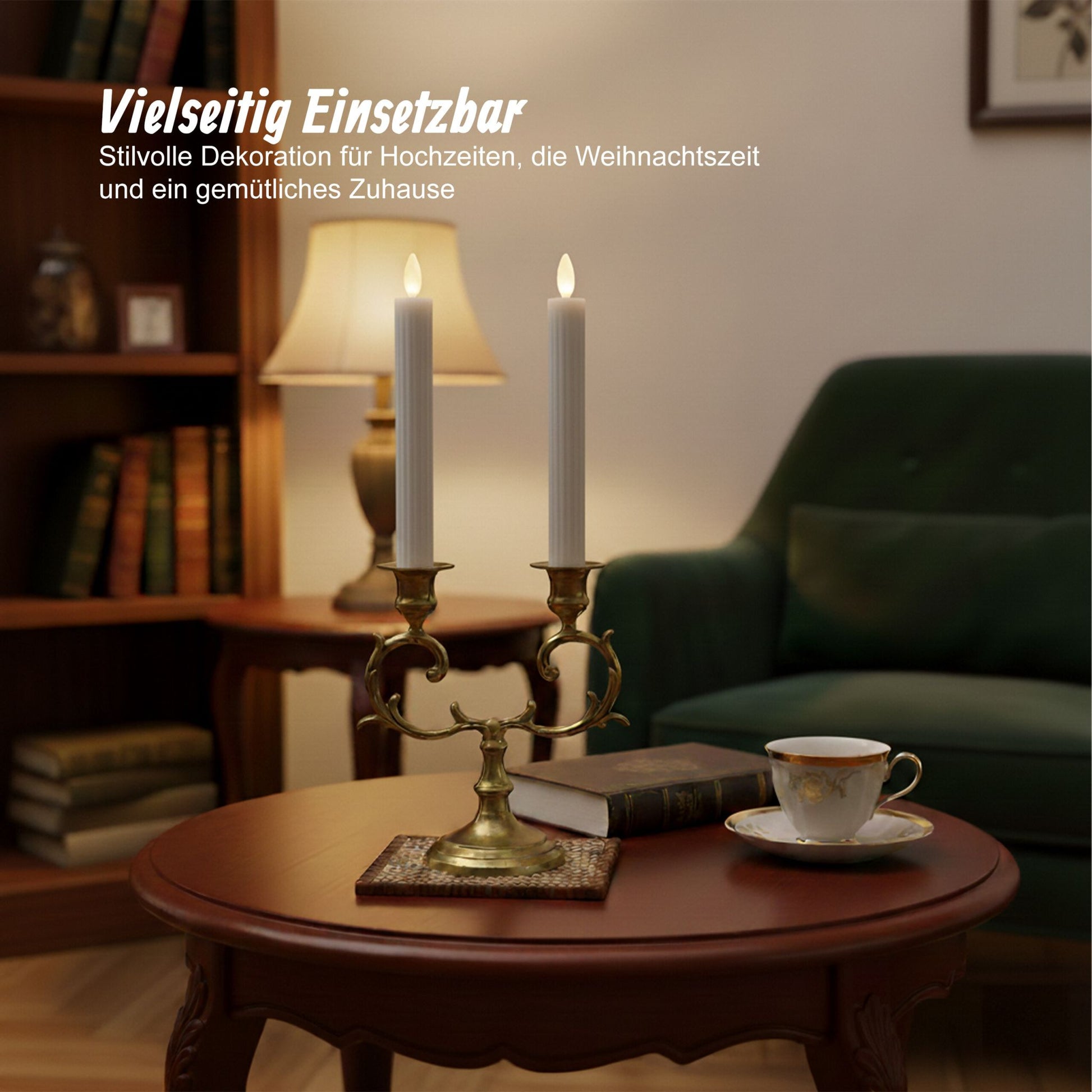 LED Stabkerzen 2er-Set Grau von Relaxdays