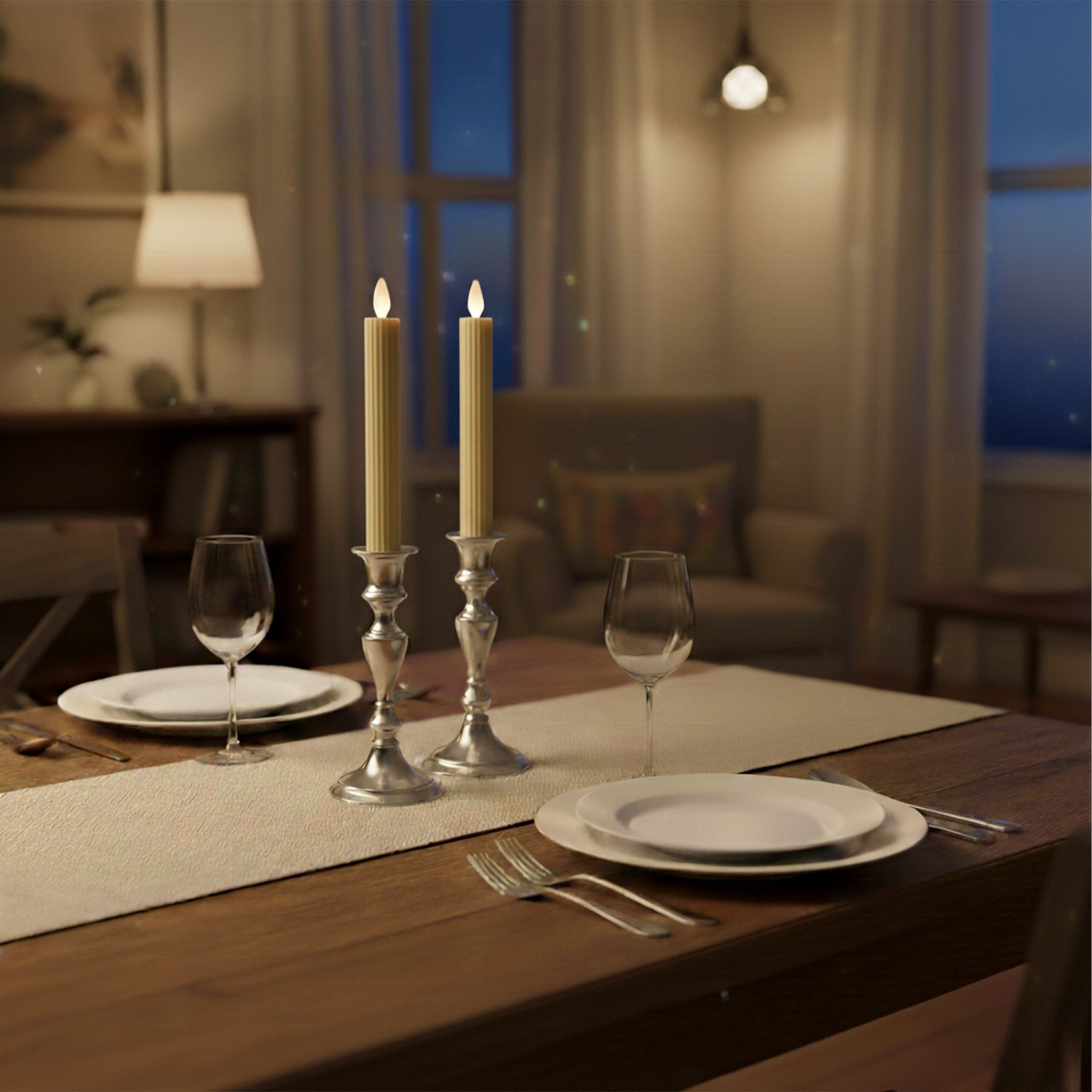 LED Stabkerzen 4er-Set Beige von Relaxdays