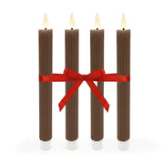 LED Stabkerzen 4er-Set Dunkelbraun von Relaxdays