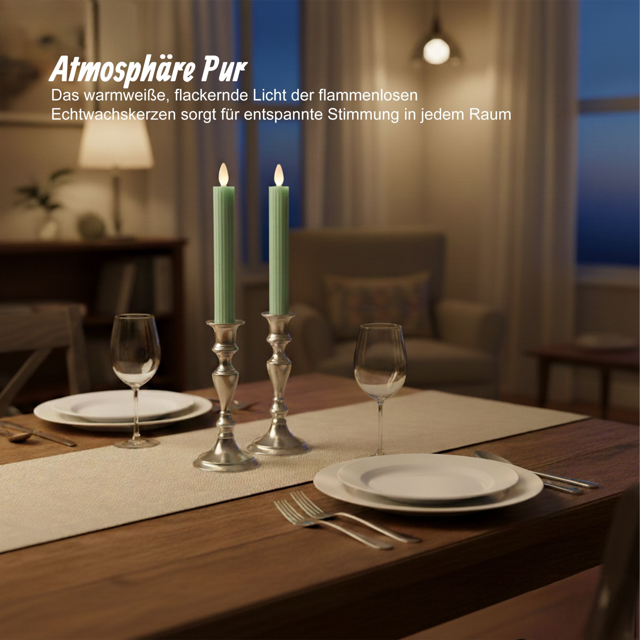 LED Stabkerzen 4er-Set Grün von Relaxdays
