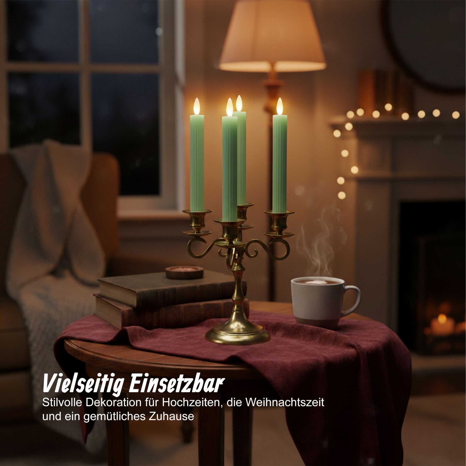 LED Stabkerzen 4er-Set Grün von Relaxdays