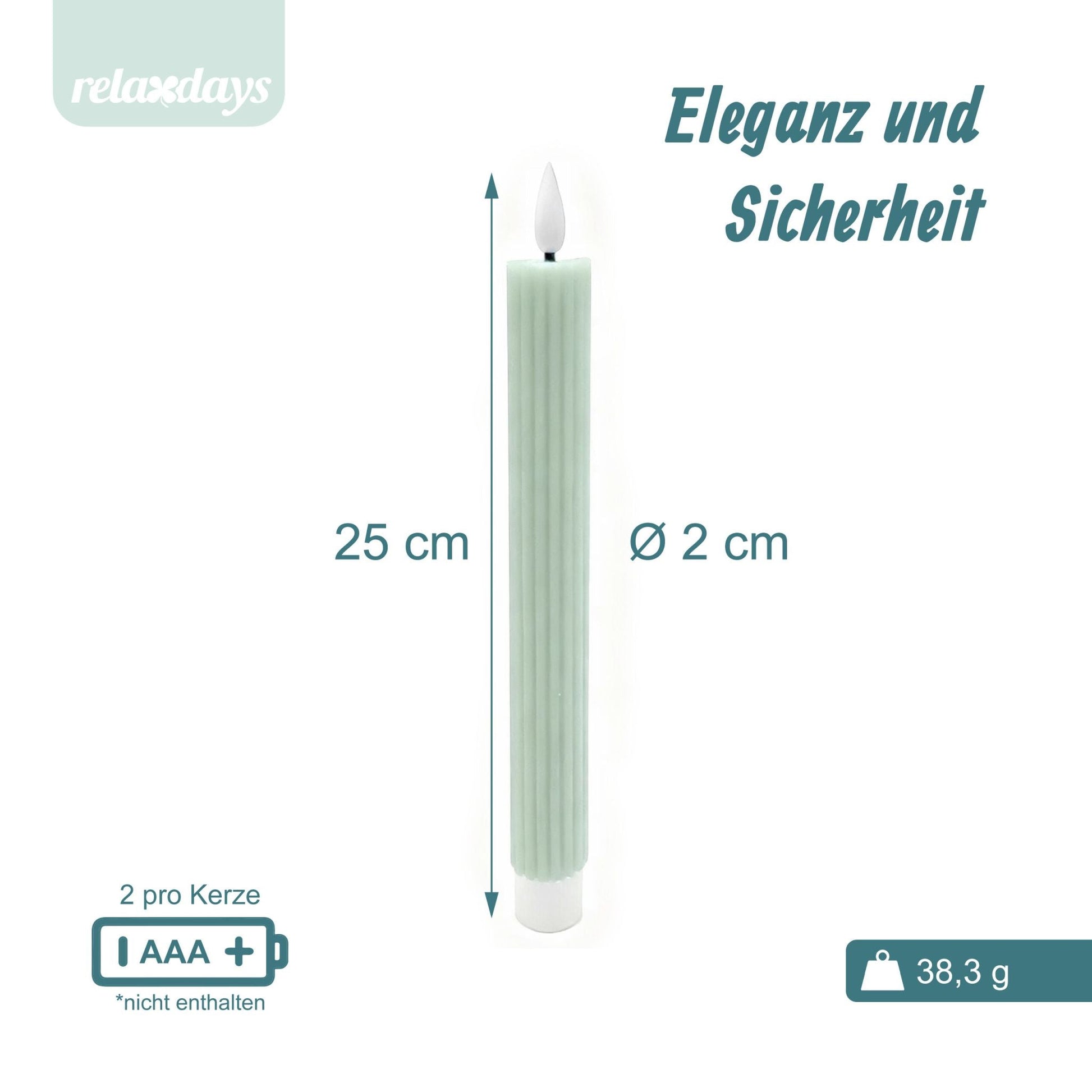LED Stabkerzen 4er-Set Grün von Relaxdays