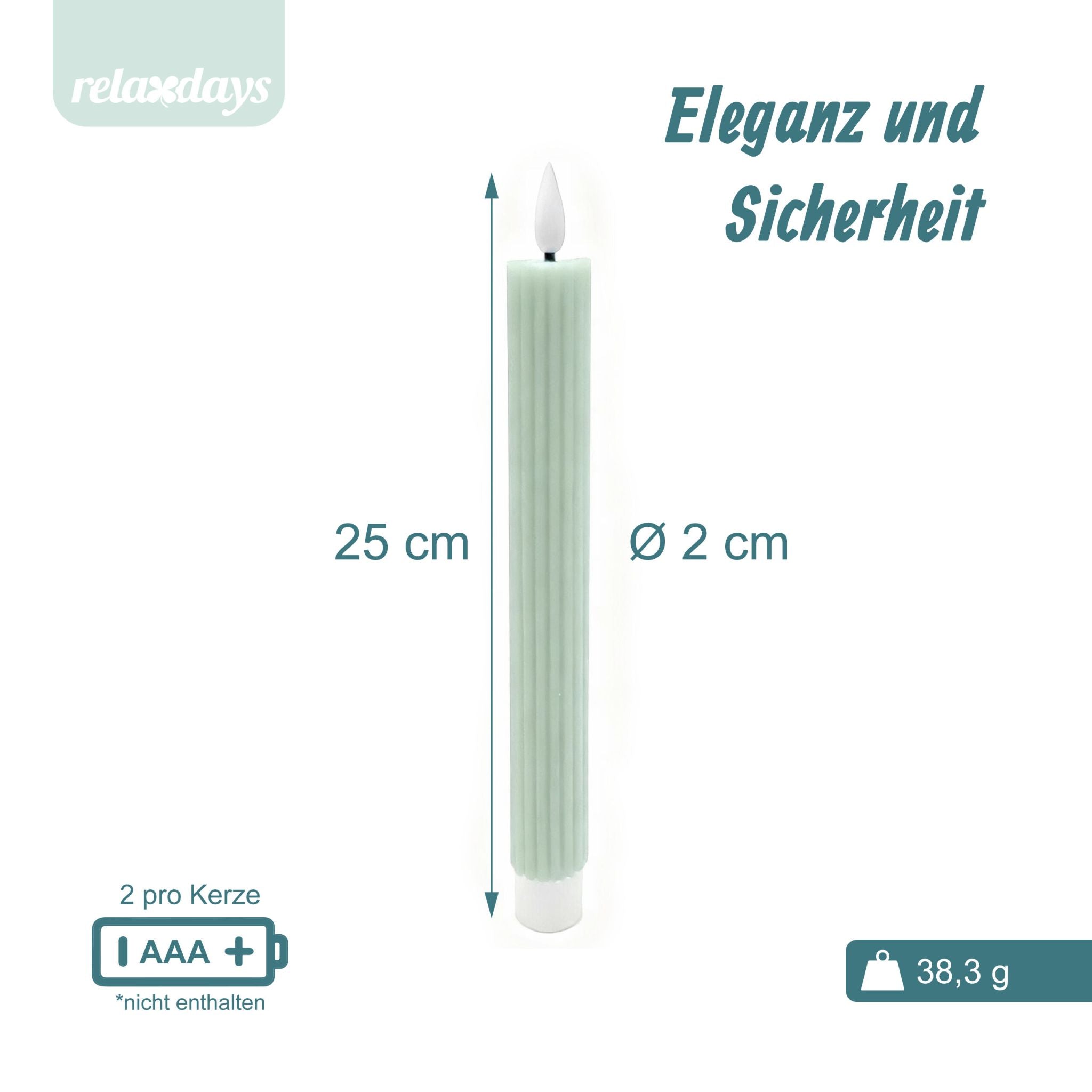 LED Stabkerzen 4er-Set Grün von Relaxdays