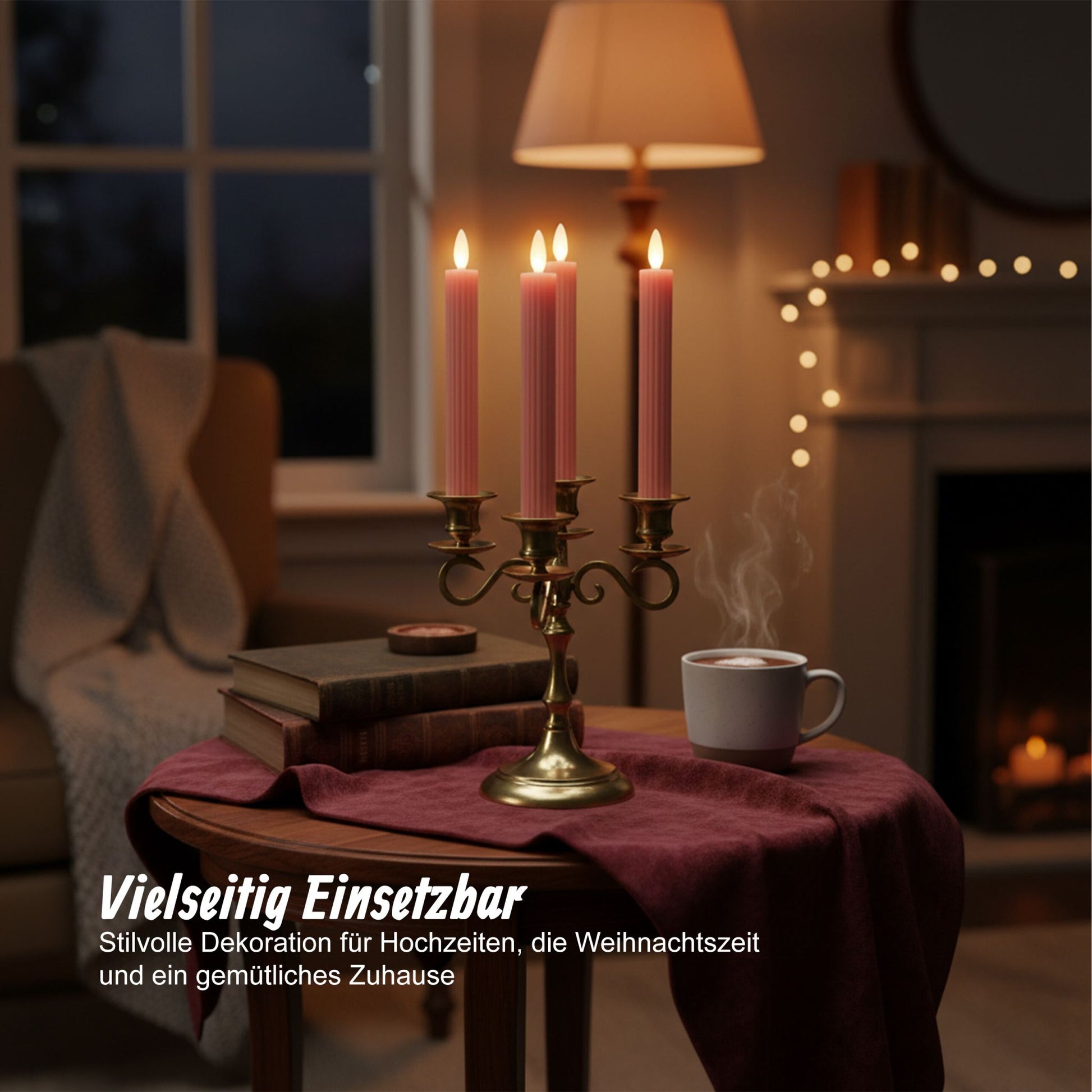 LED Stabkerzen 4er-Set Rosa von Relaxdays