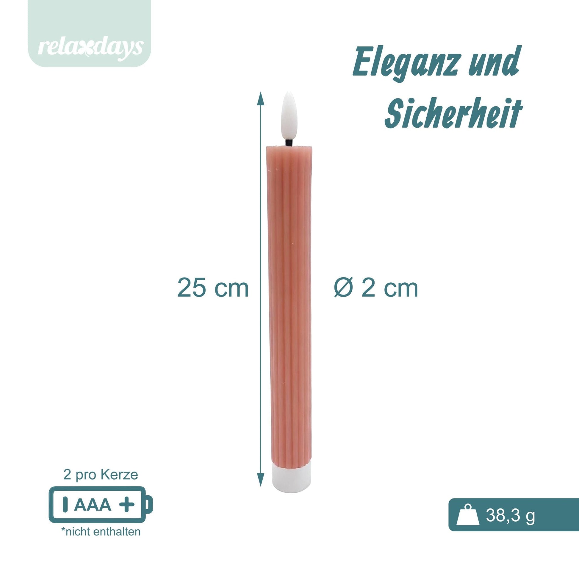 LED Stabkerzen 4er-Set Rosa von Relaxdays