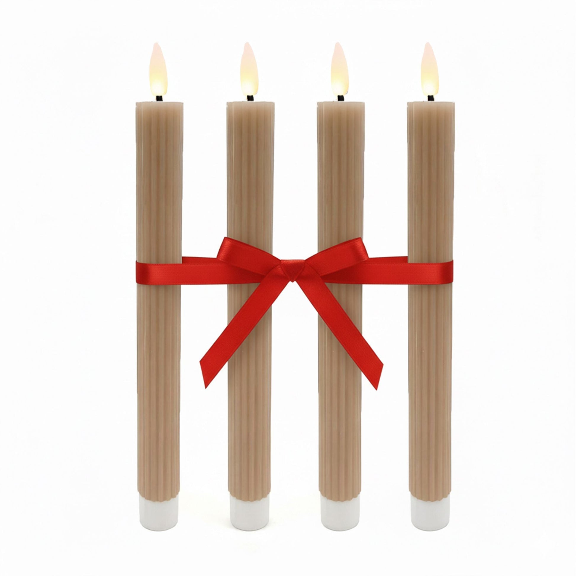LED Stabkerzen 4er-Set Hellbraun von Relaxdays