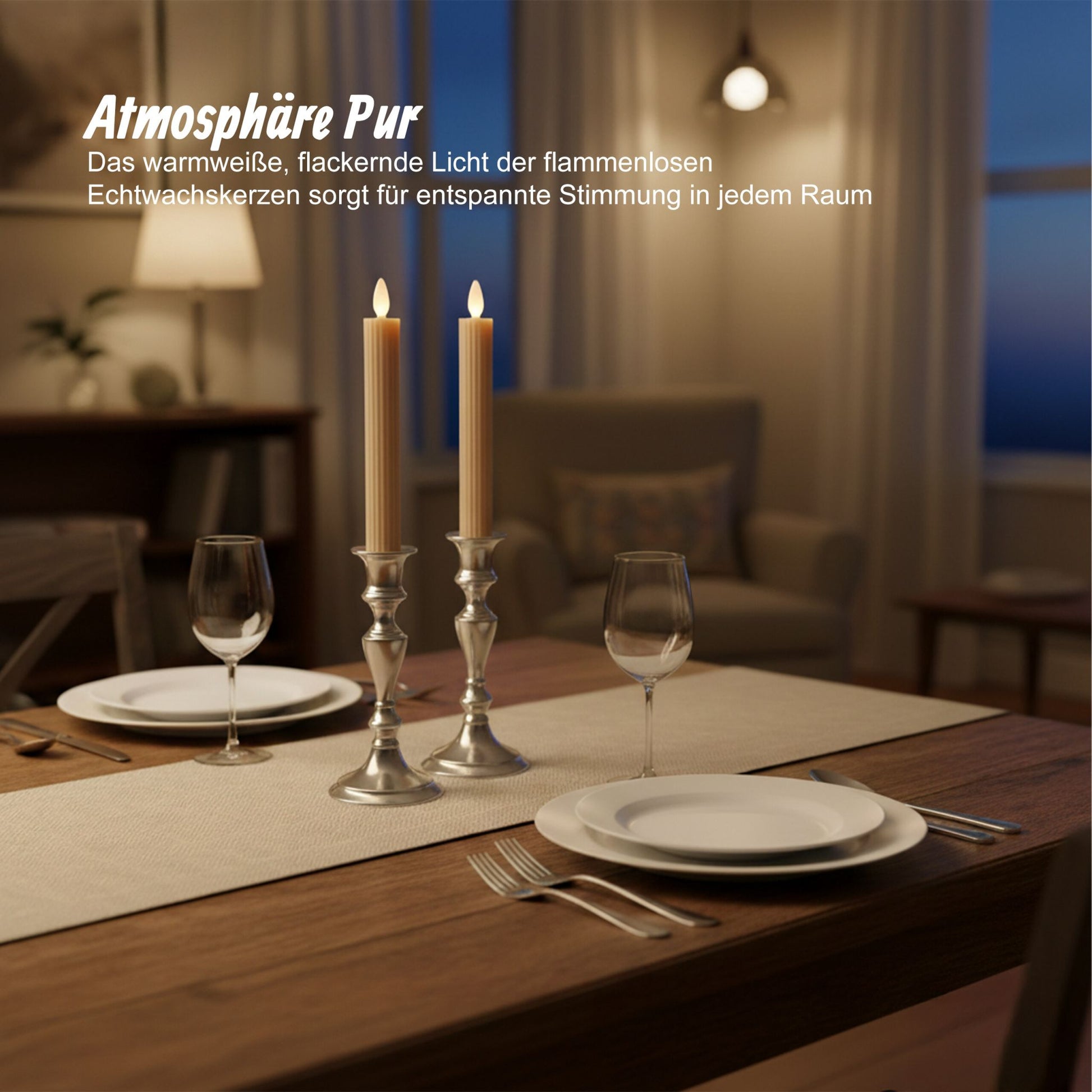 LED Stabkerzen 4er-Set Hellbraun von Relaxdays