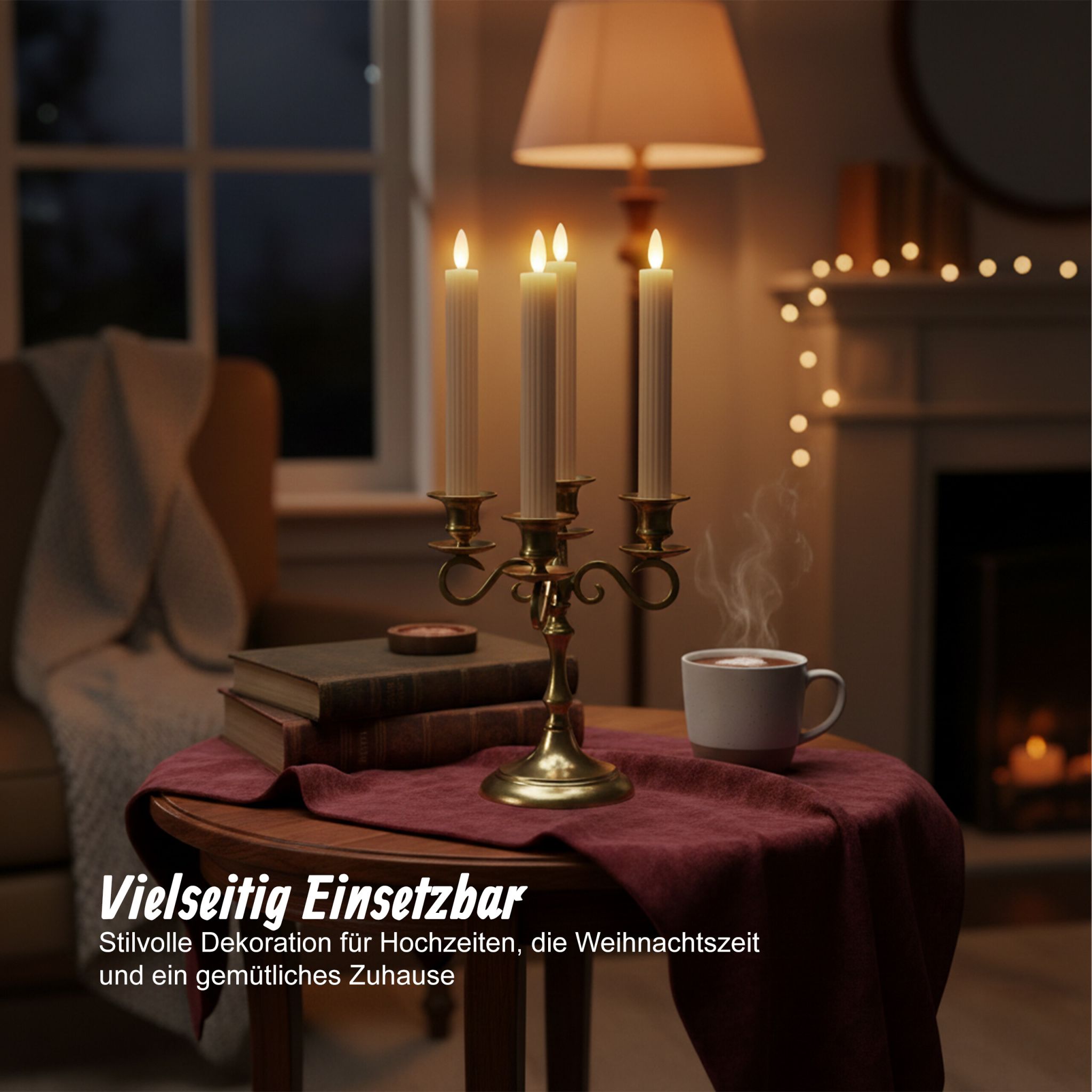 LED Stabkerzen 4er-Set Hellbraun von Relaxdays