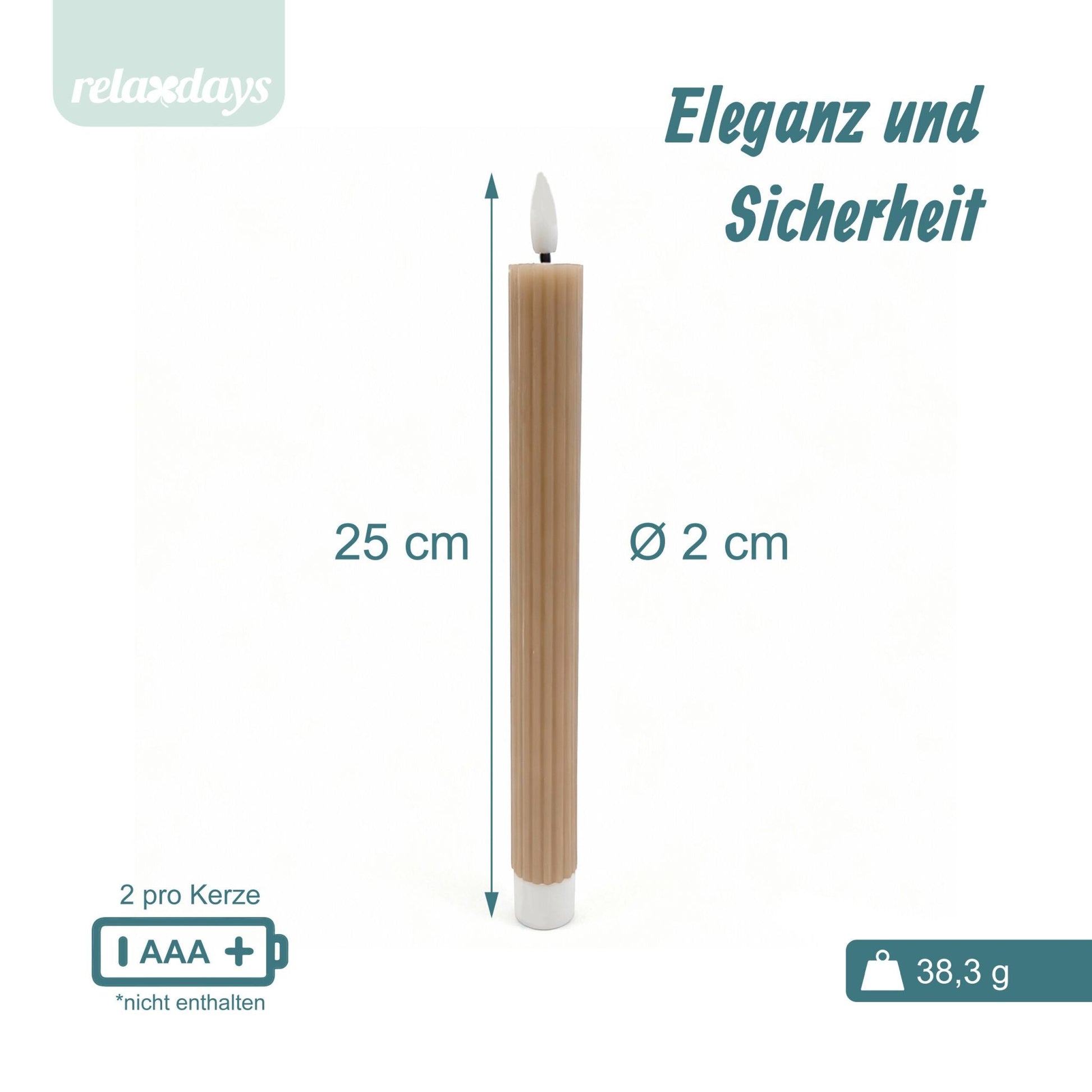 LED Stabkerzen 4er-Set Hellbraun von Relaxdays