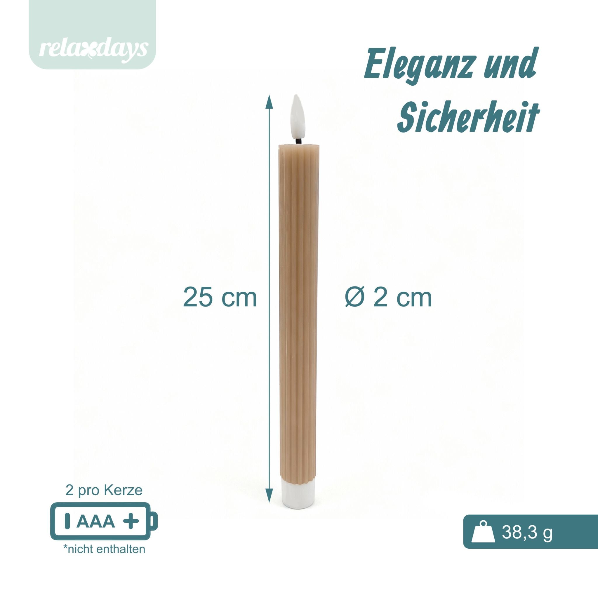 LED Stabkerzen 4er-Set Hellbraun von Relaxdays