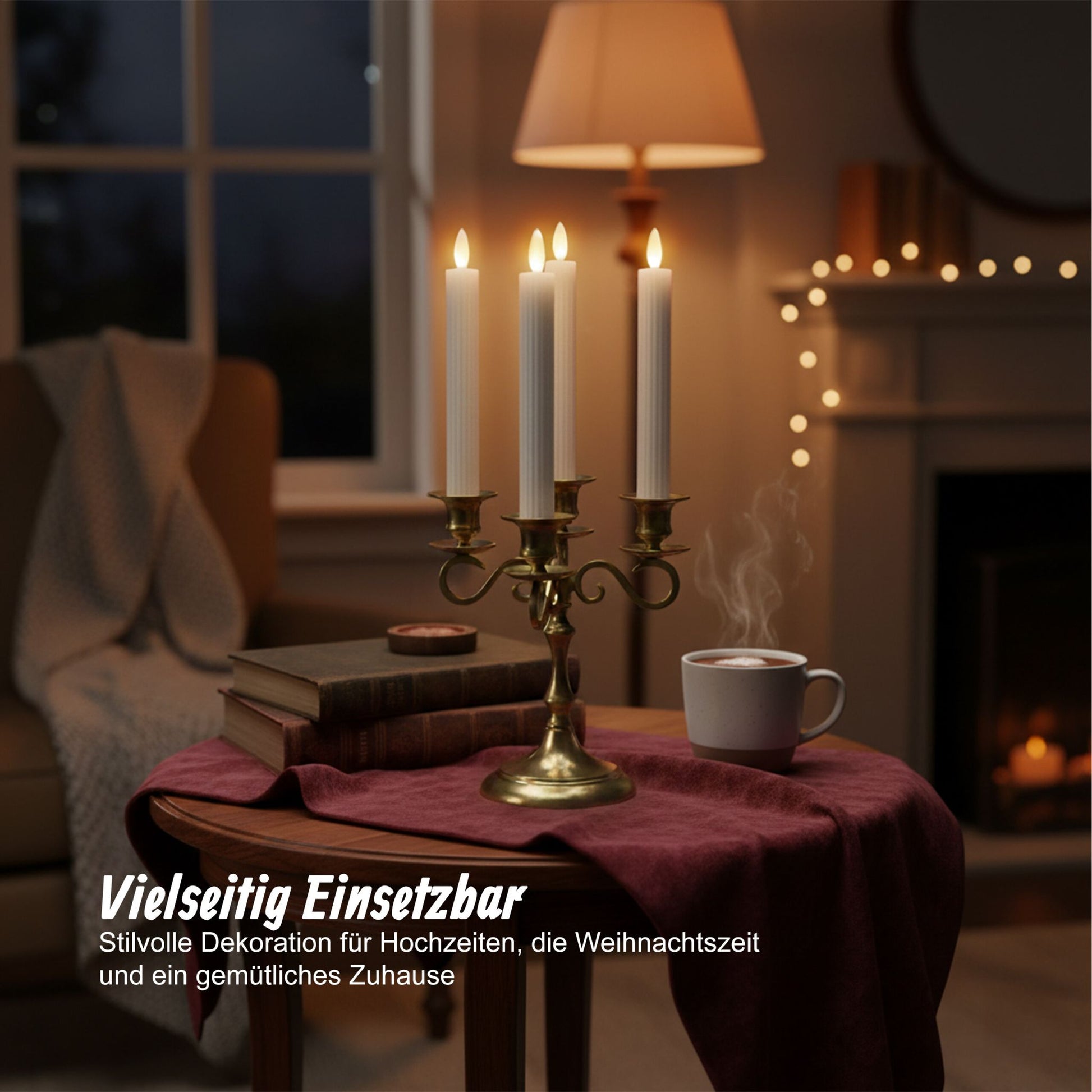 LED Stabkerzen 4er-Set Silber von Relaxdays
