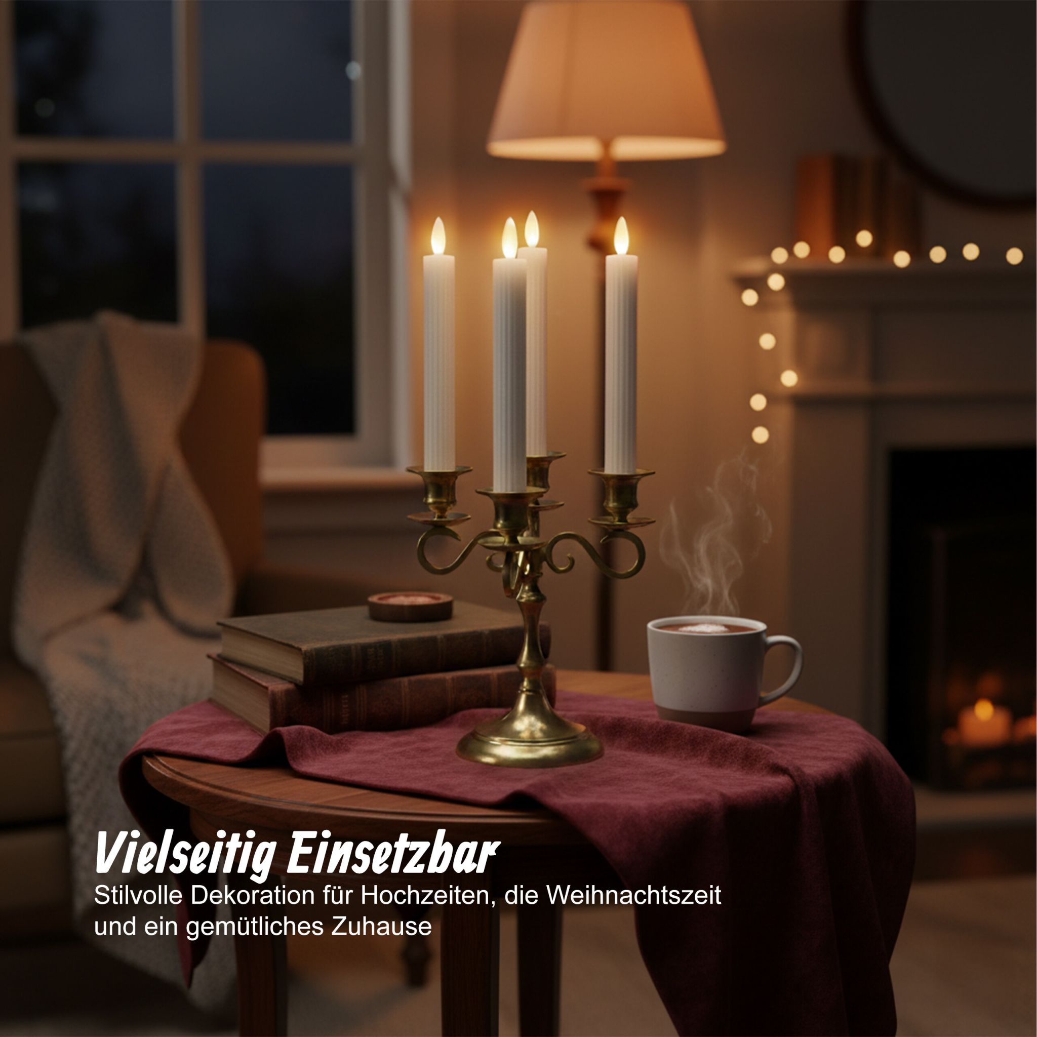 LED Stabkerzen 4er-Set Silber von Relaxdays