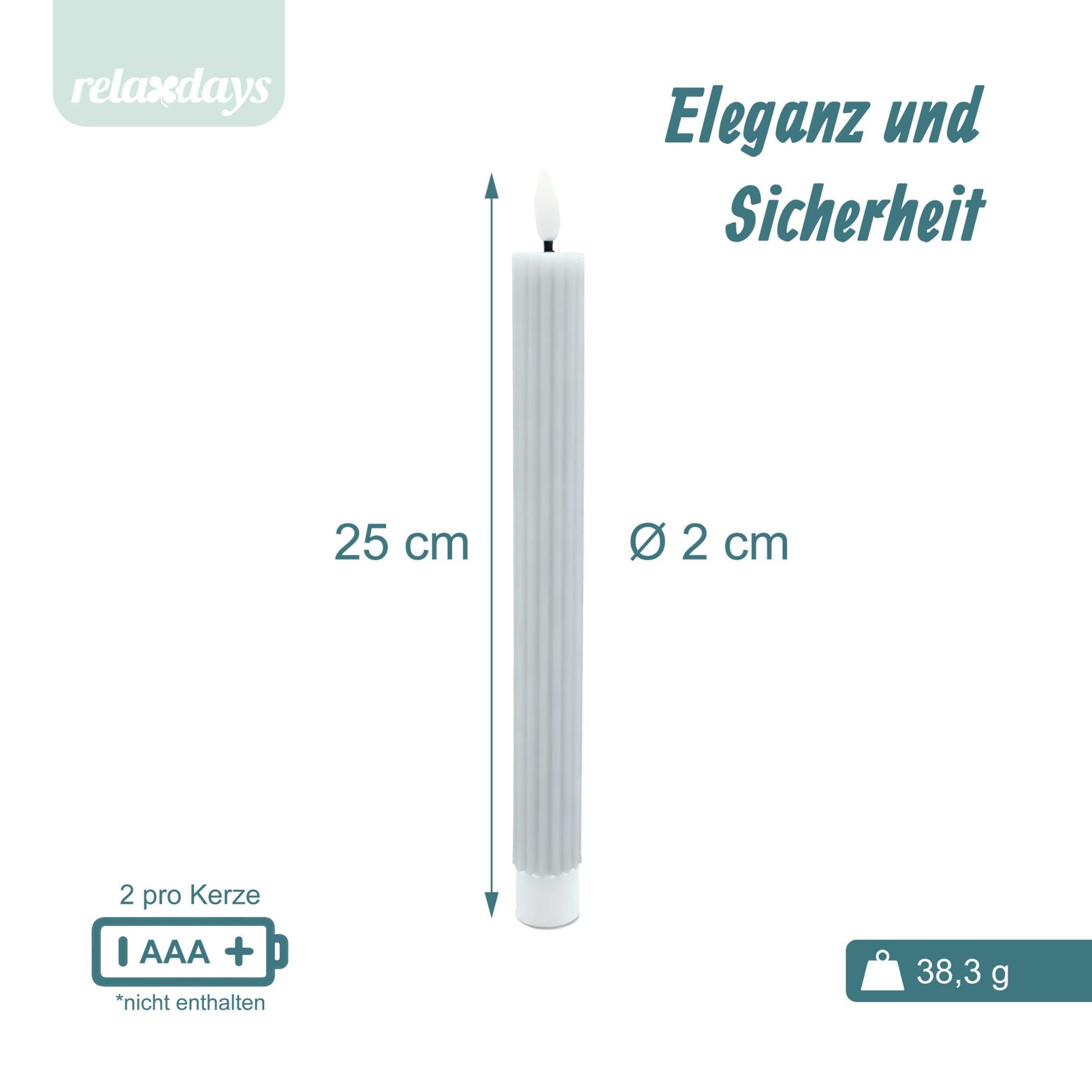 LED Stabkerzen 4er-Set Silber von Relaxdays