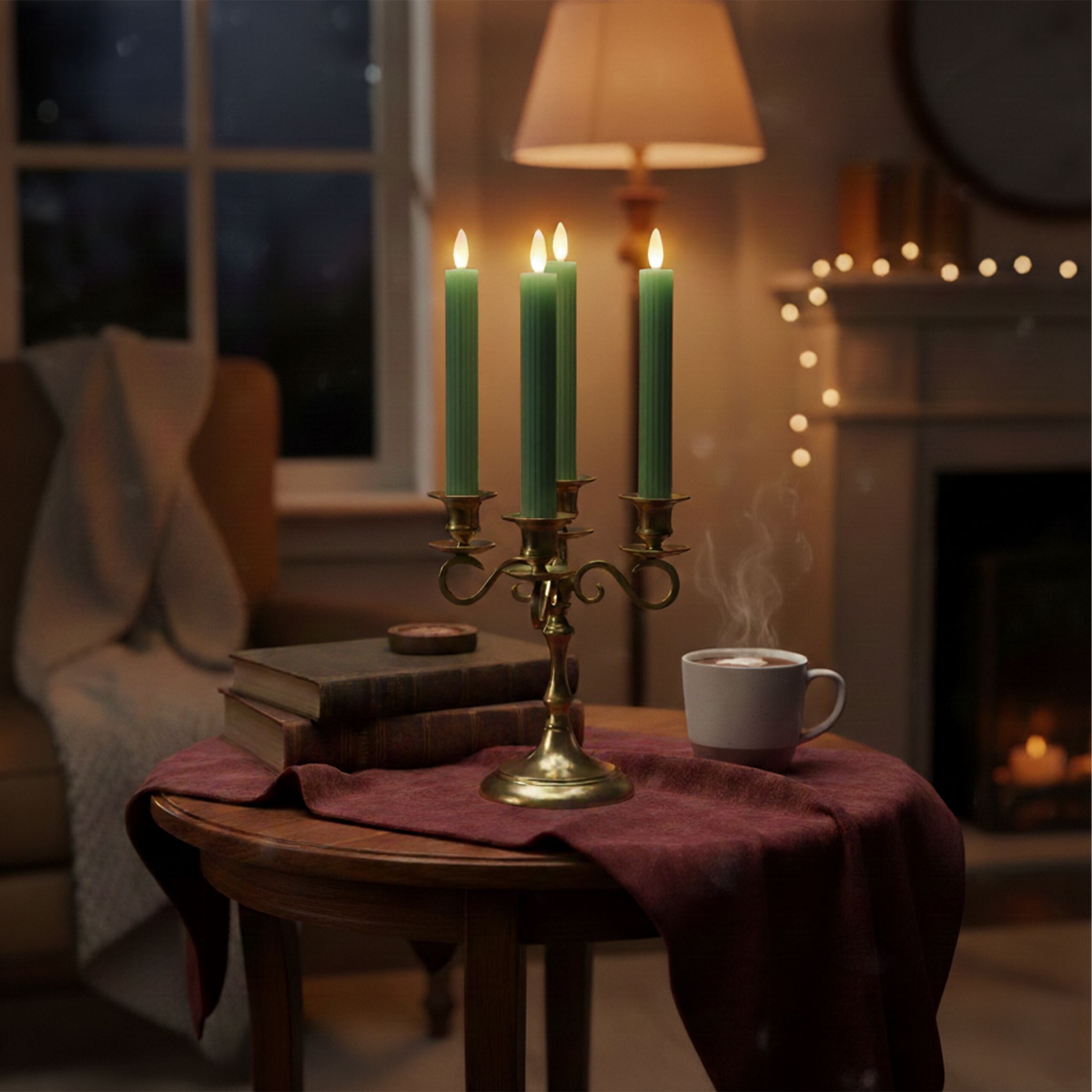 LED Stabkerzen 6er-Set Dunkelgrün von Relaxdays