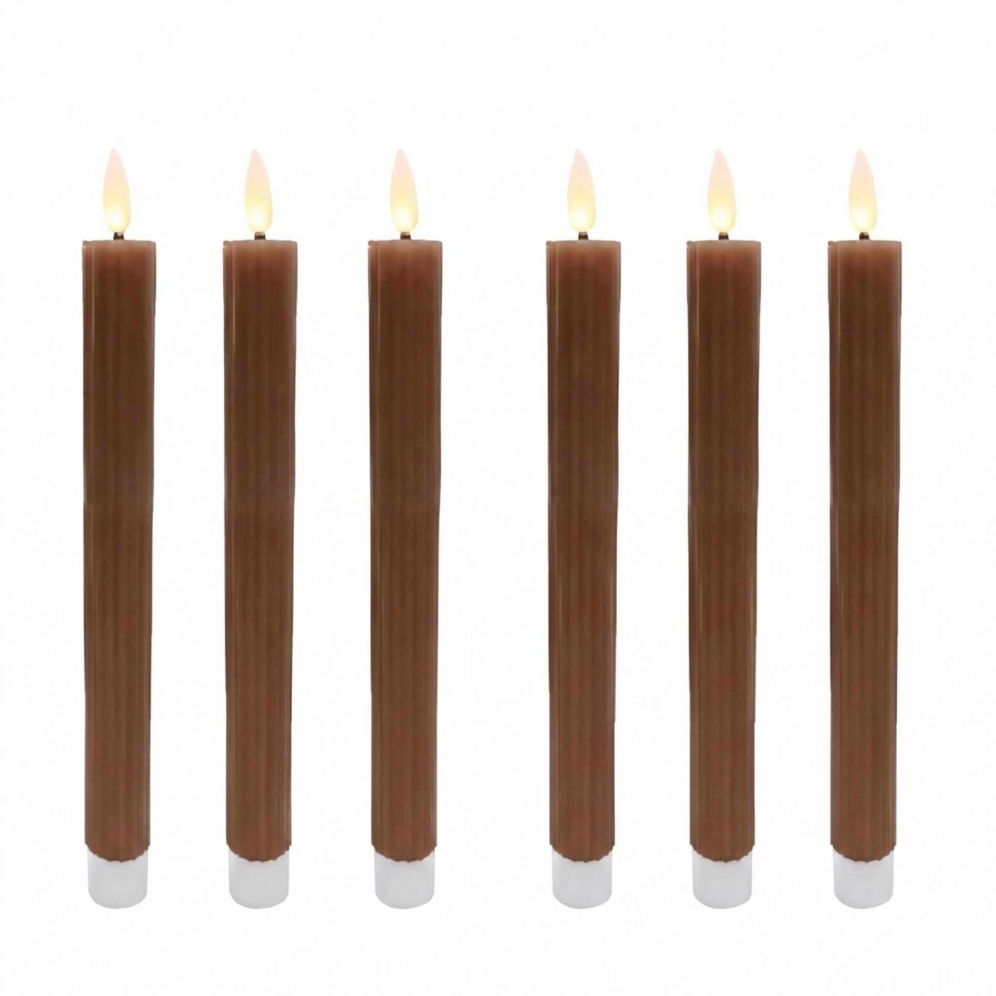 LED Stabkerzen 6er-Set Braun von Relaxdays