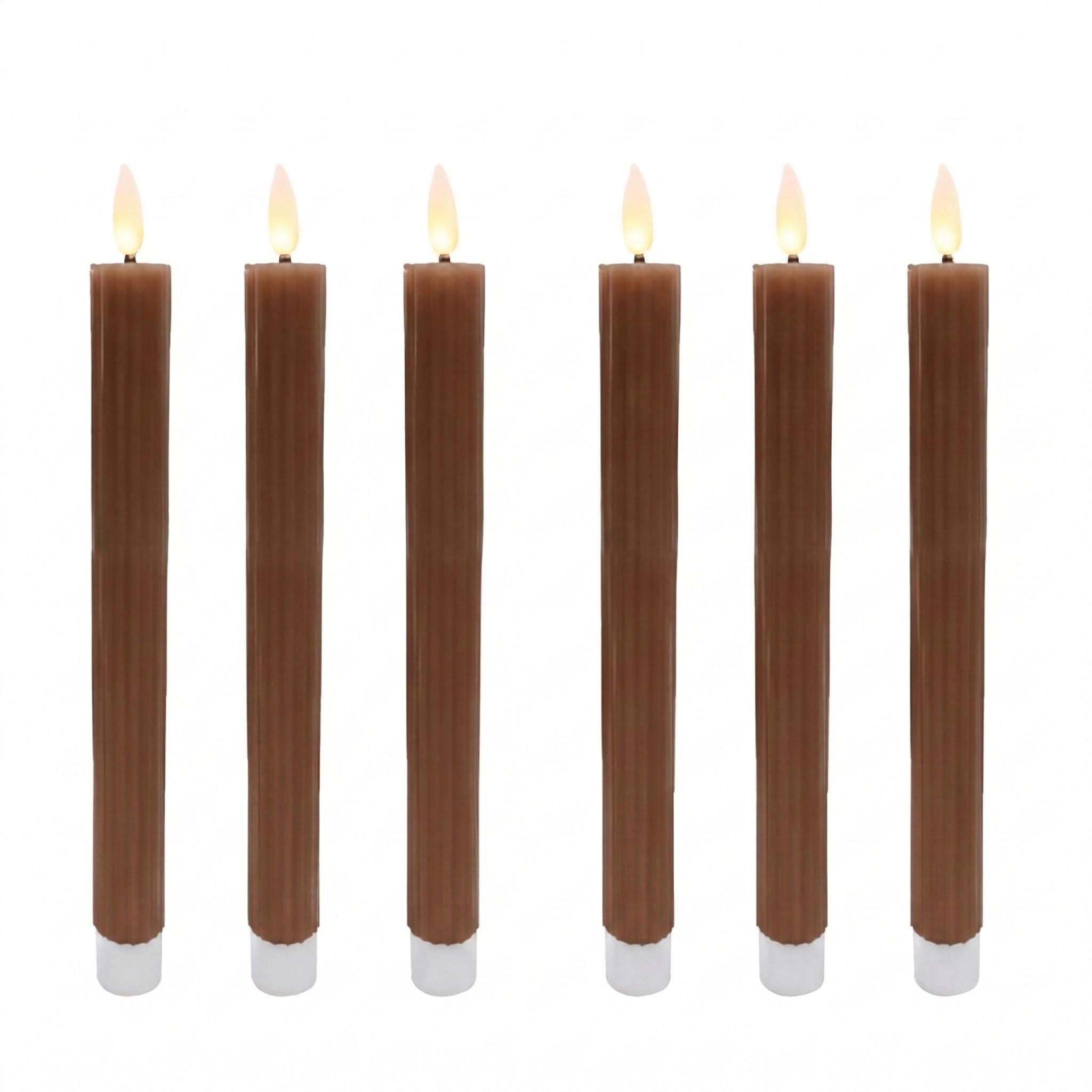 LED Stabkerzen 6er-Set Braun von Relaxdays
