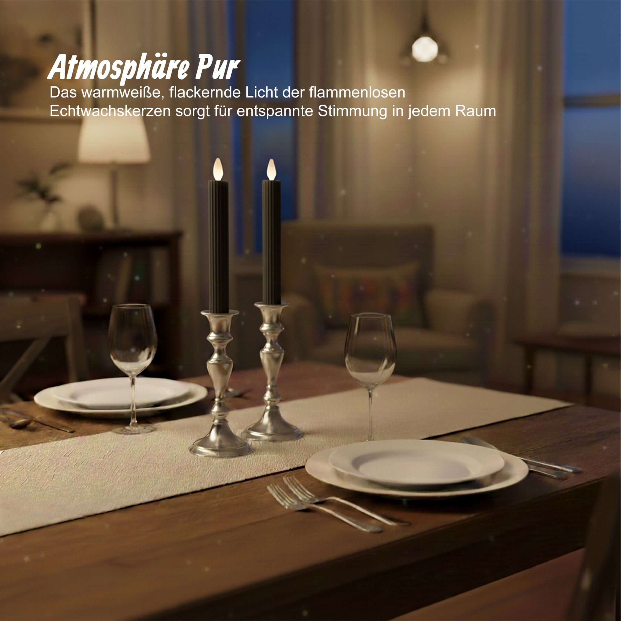LED Stabkerzen 6er-Set Schwarz von Relaxdays