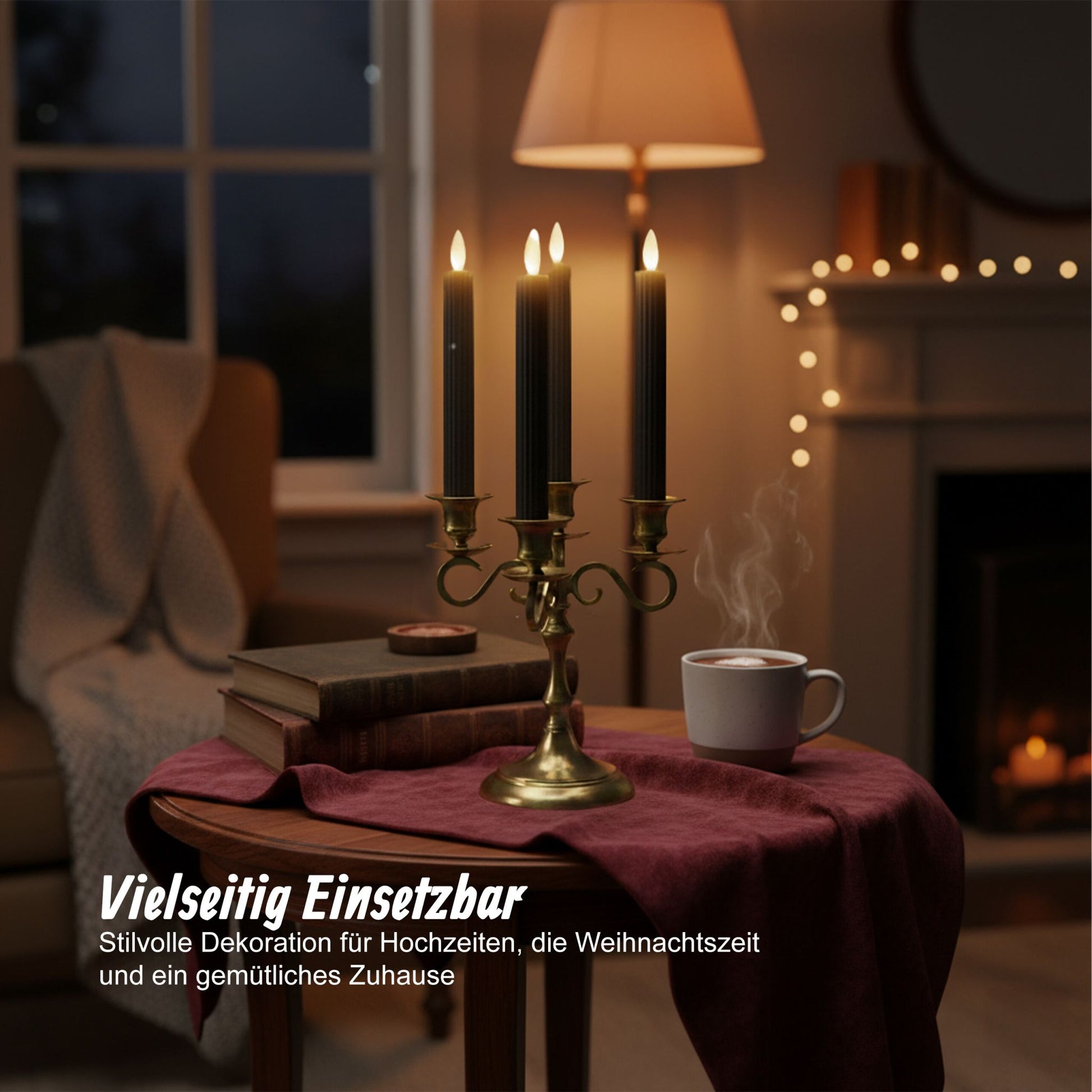 LED Stabkerzen 6er-Set Schwarz von Relaxdays