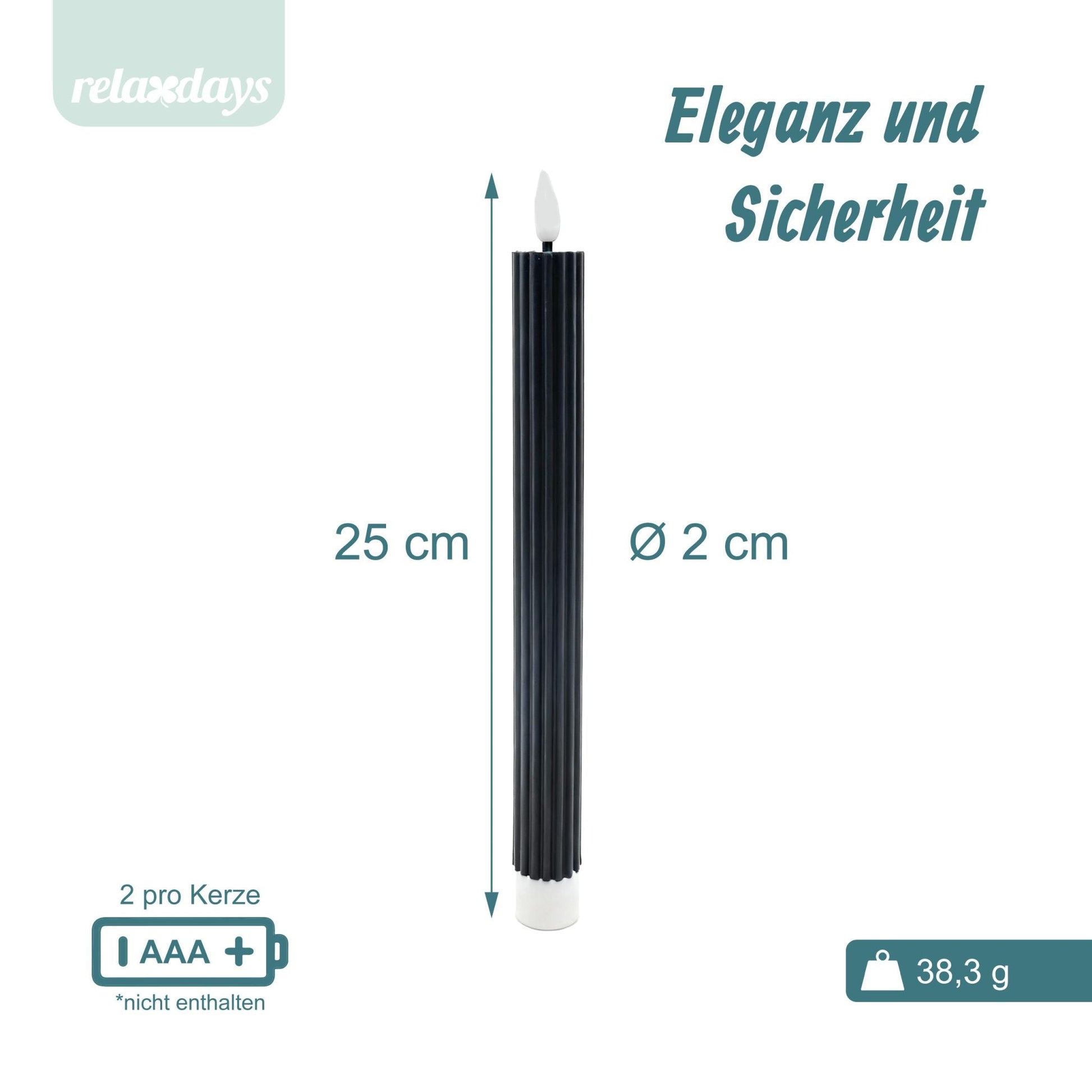 LED Stabkerzen 6er-Set Schwarz von Relaxdays