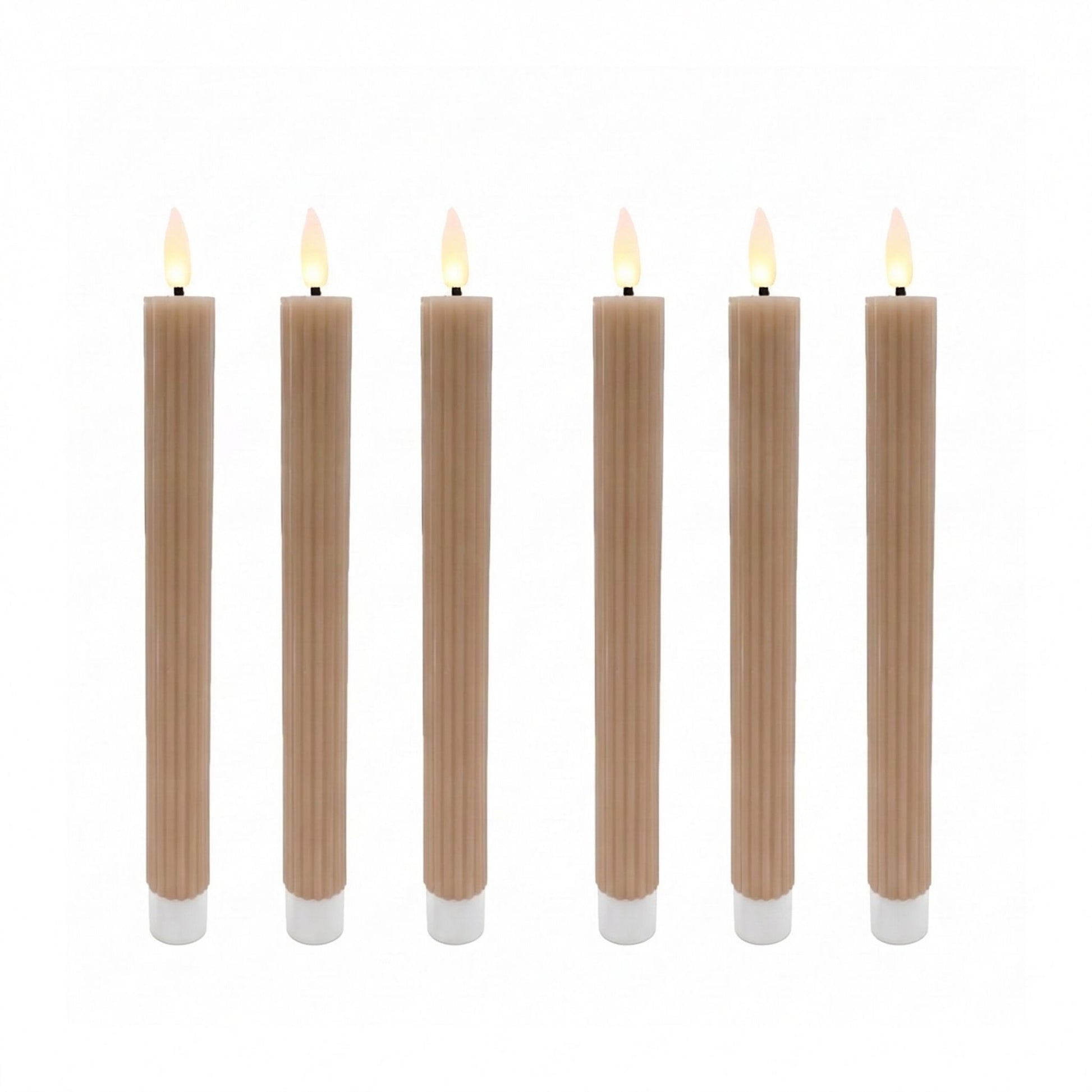 LED Stabkerzen 6er-Set Hellbraun von Relaxdays