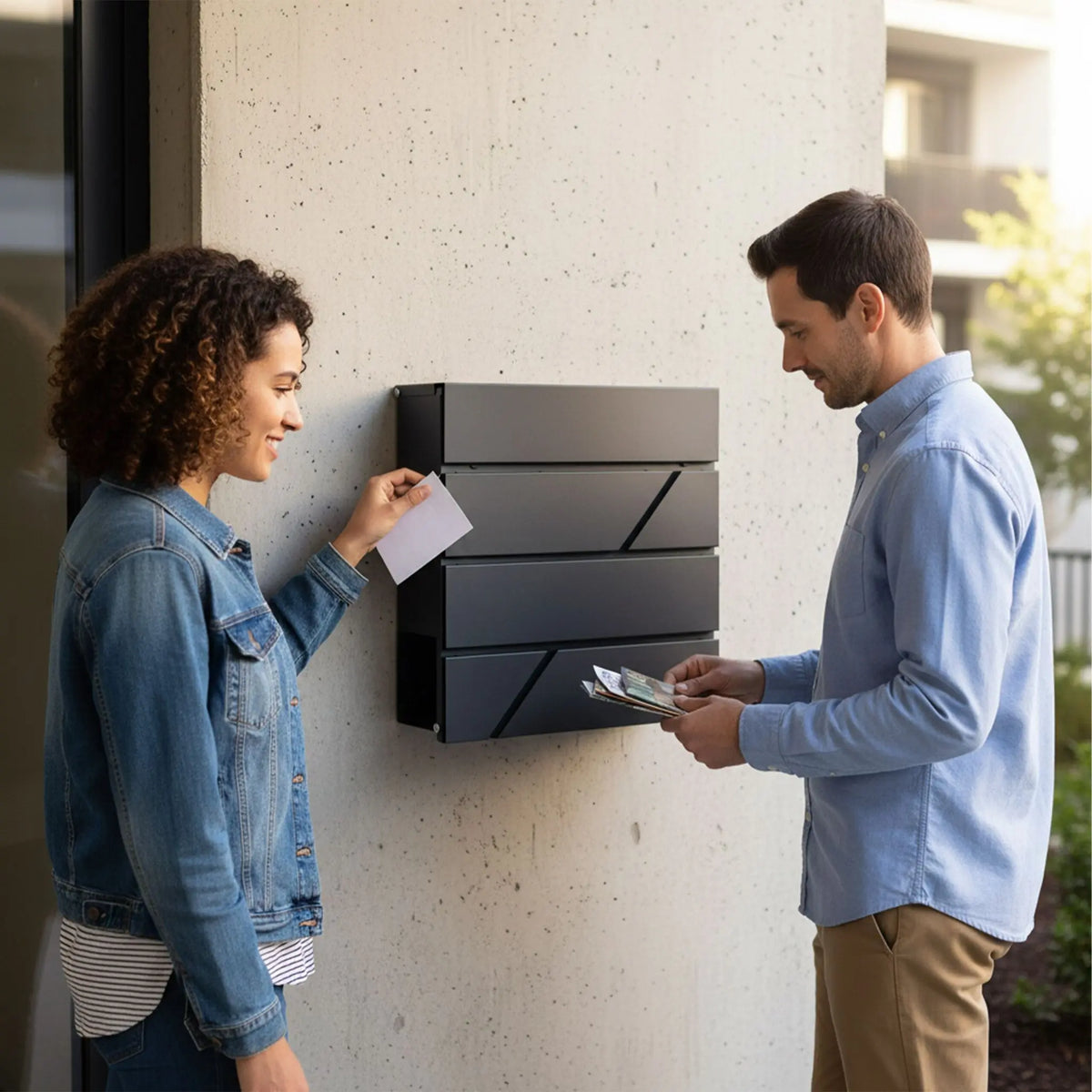 Briefkasten mit Zeitungsfach Metall Schwarz von Relaxdays