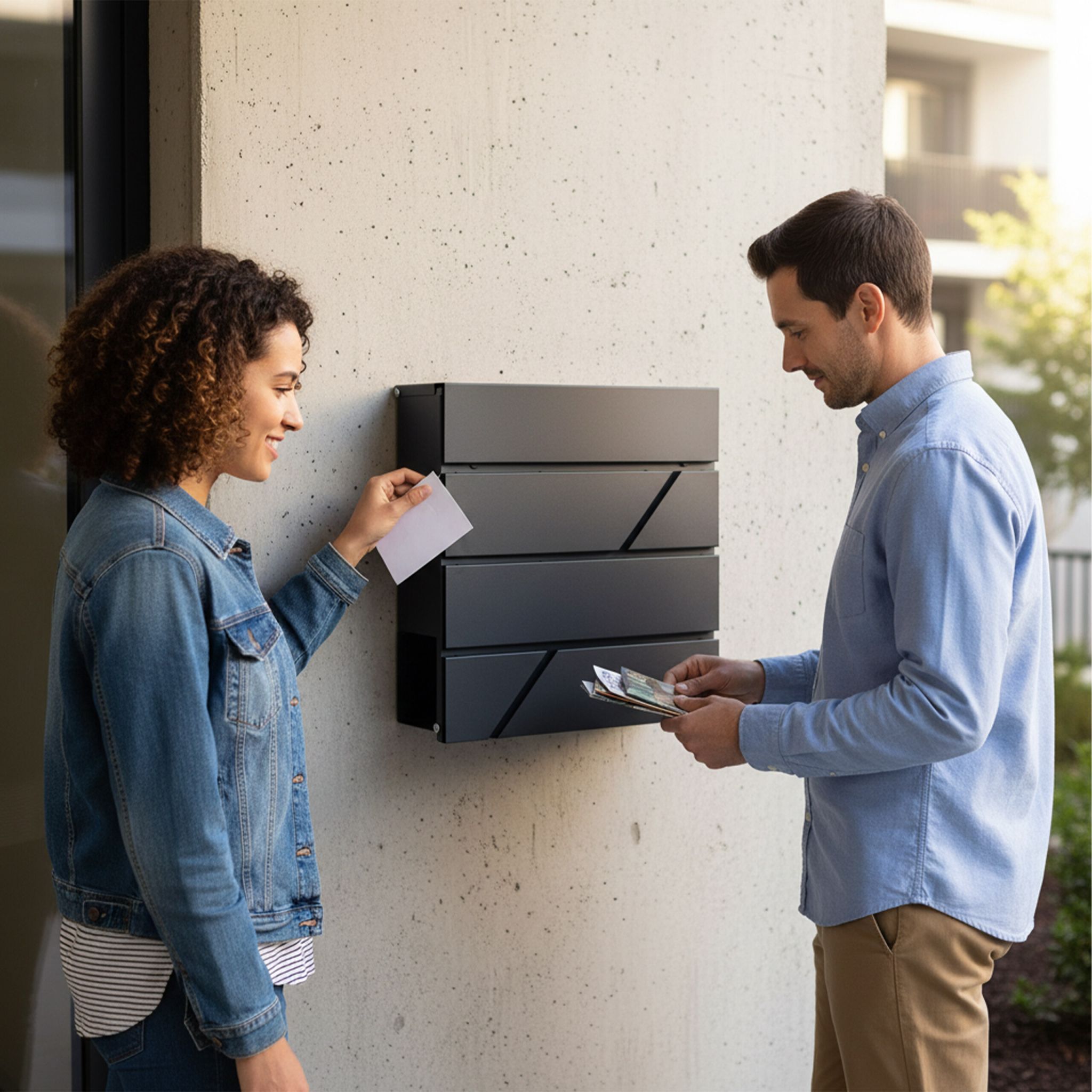 Briefkasten mit Zeitungsfach Metall Schwarz von Relaxdays