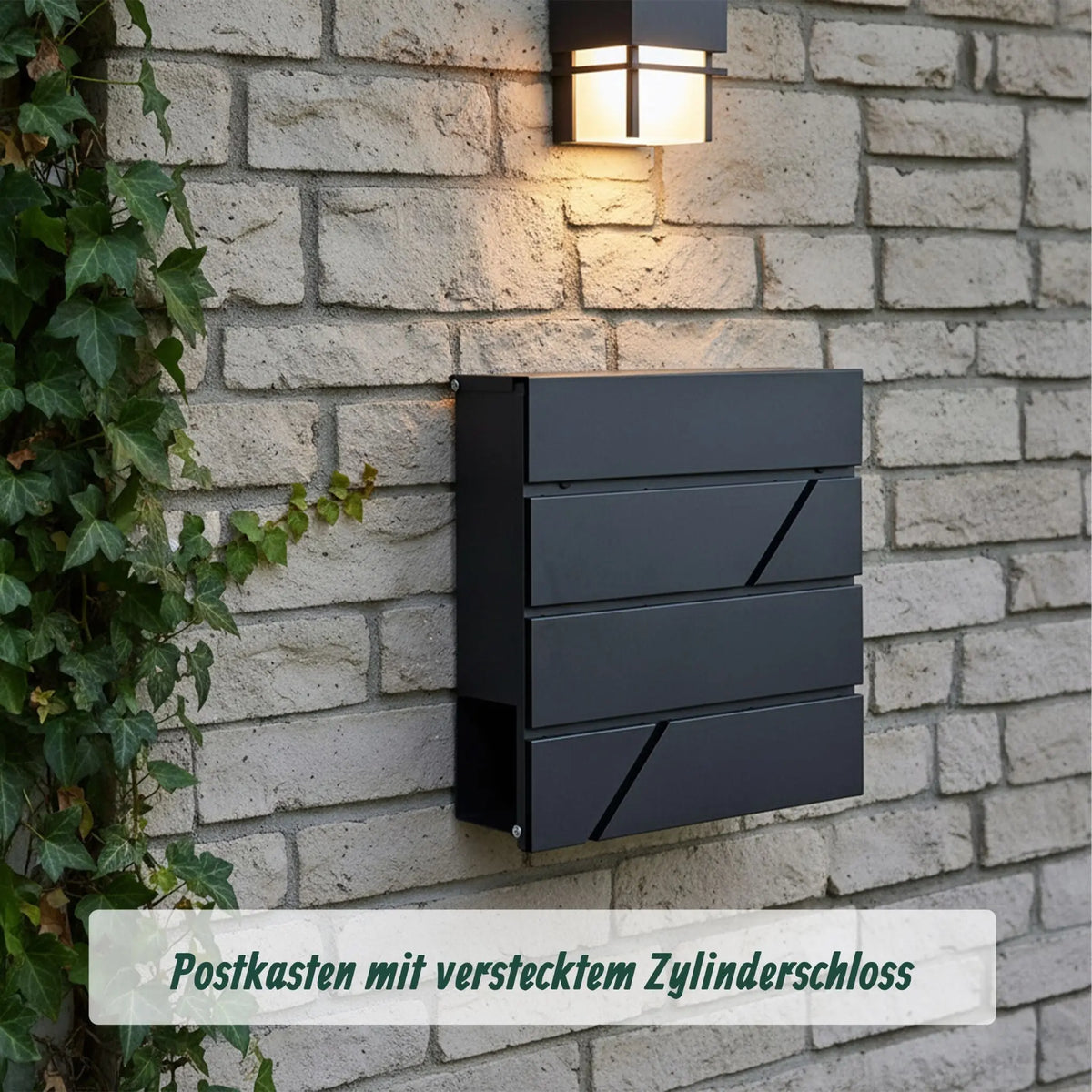 Briefkasten mit Zeitungsfach Metall Schwarz von Relaxdays