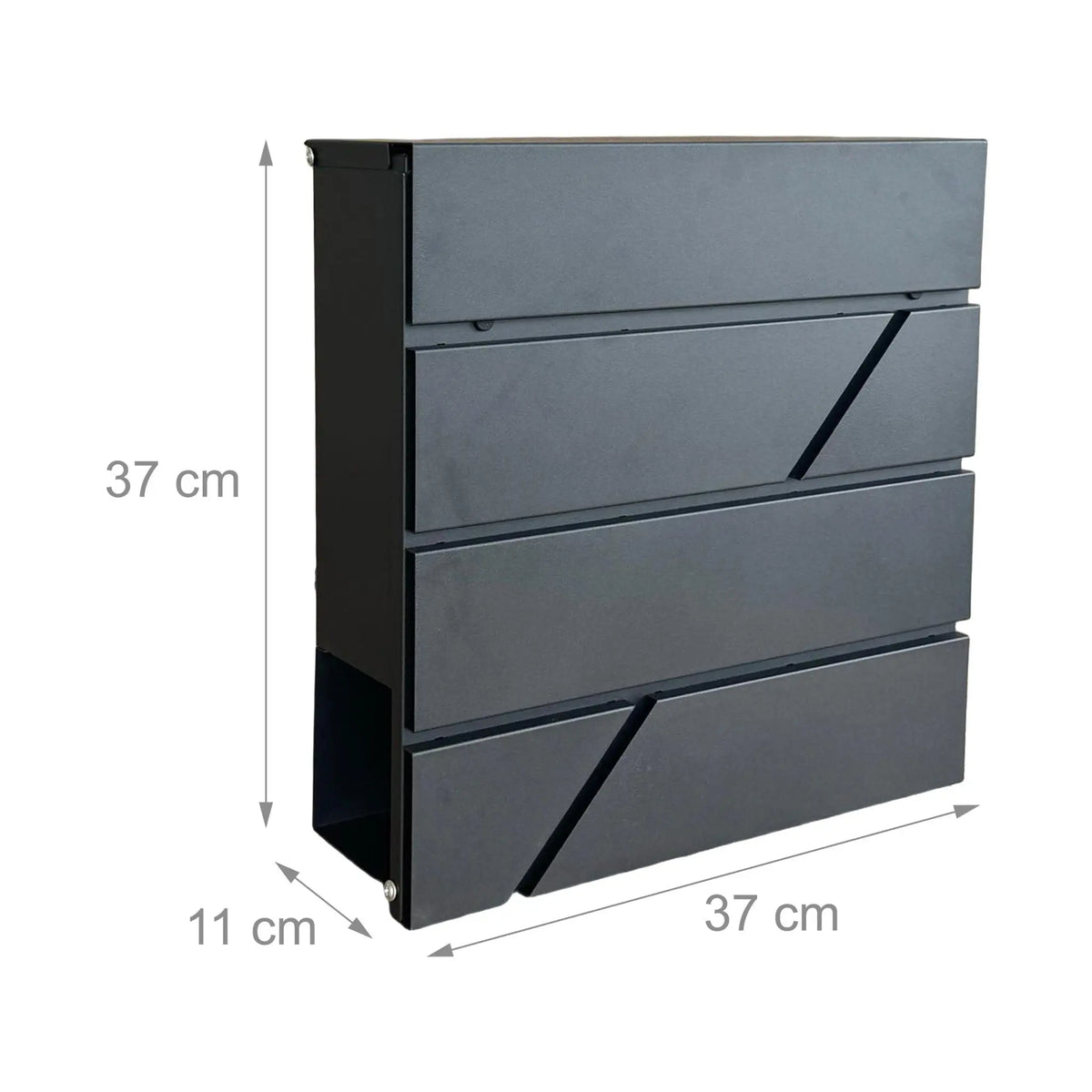 Briefkasten mit Zeitungsfach Metall Schwarz von Relaxdays