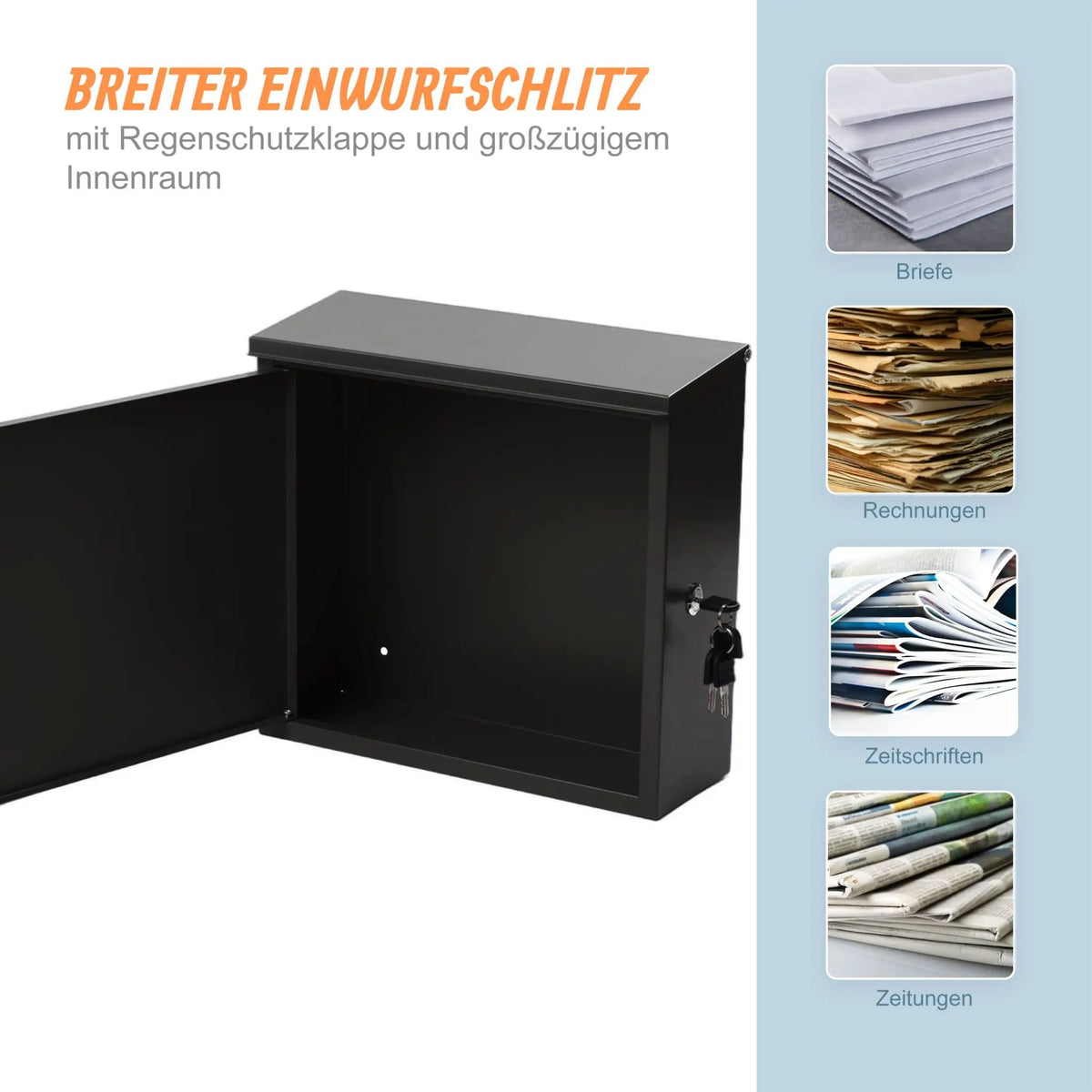 Briefkasten Metall Schwarz von Relaxdays