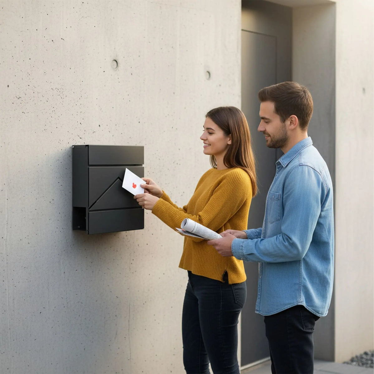 Briefkasten mit Zeitungsfach Metall Anthrazit von Relaxdays