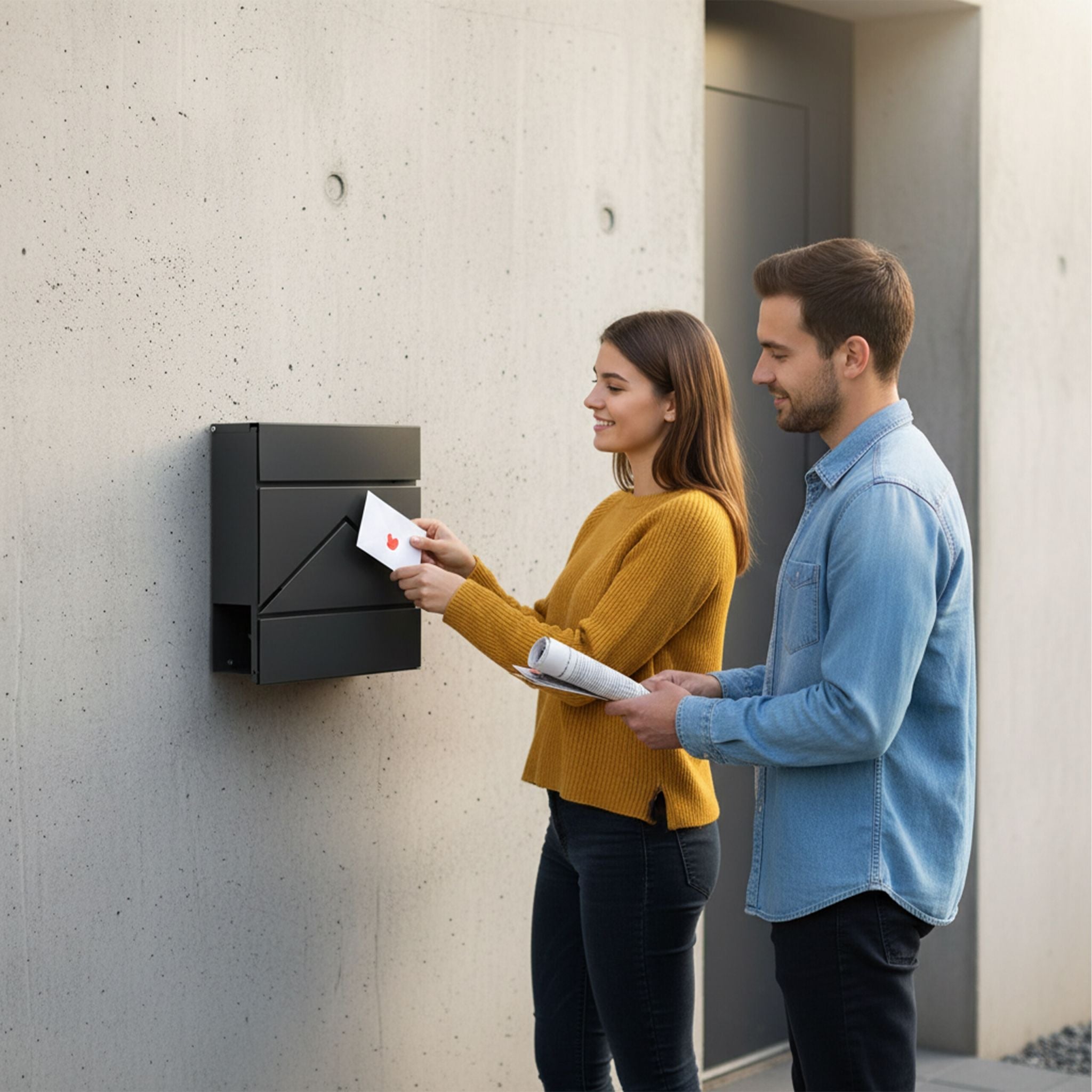 Briefkasten mit Zeitungsfach Metall Anthrazit von Relaxdays
