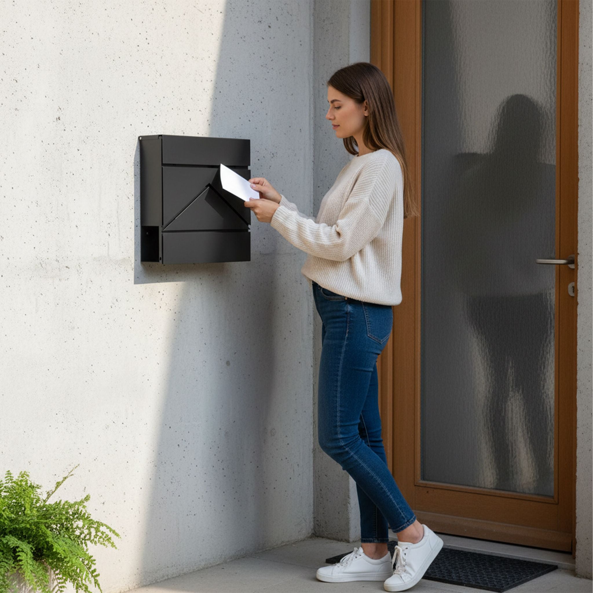 Briefkasten mit Zeitungsfach Metall Schwarz von Relaxdays