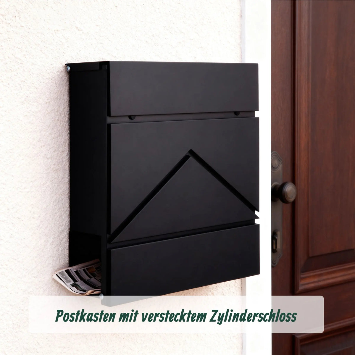 Briefkasten mit Zeitungsfach Metall Schwarz von Relaxdays