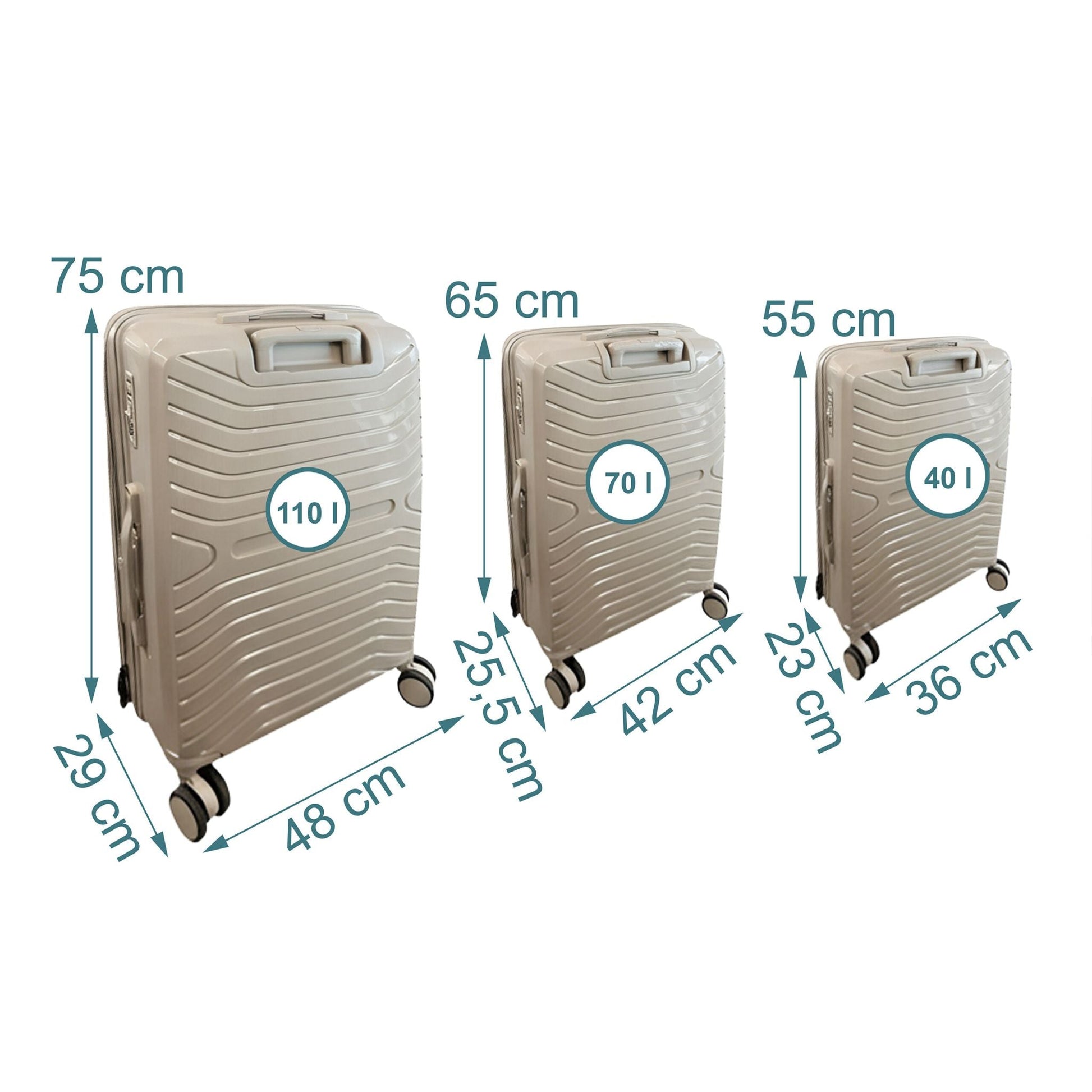 Kofferset 3-teilig Beige-Schwarz von Relaxdays