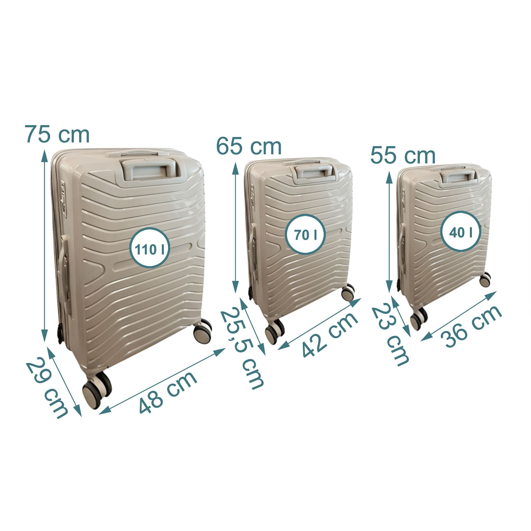 Kofferset 3-teilig Beige-Schwarz von Relaxdays