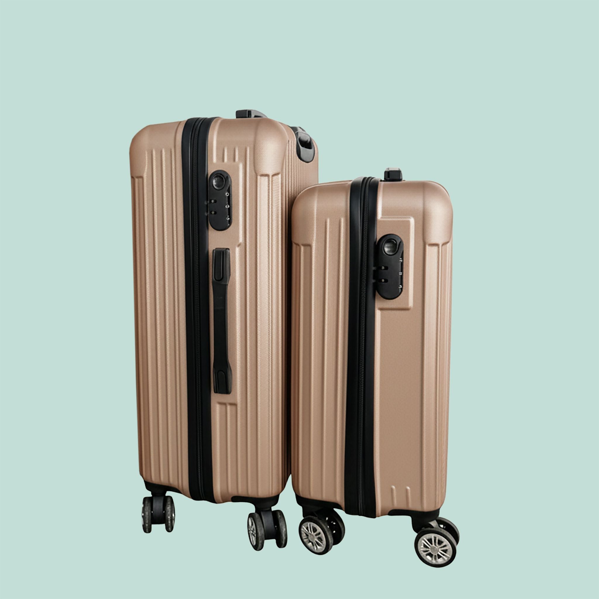 Kofferset 2-teilig Beige-Schwarz von Relaxdays