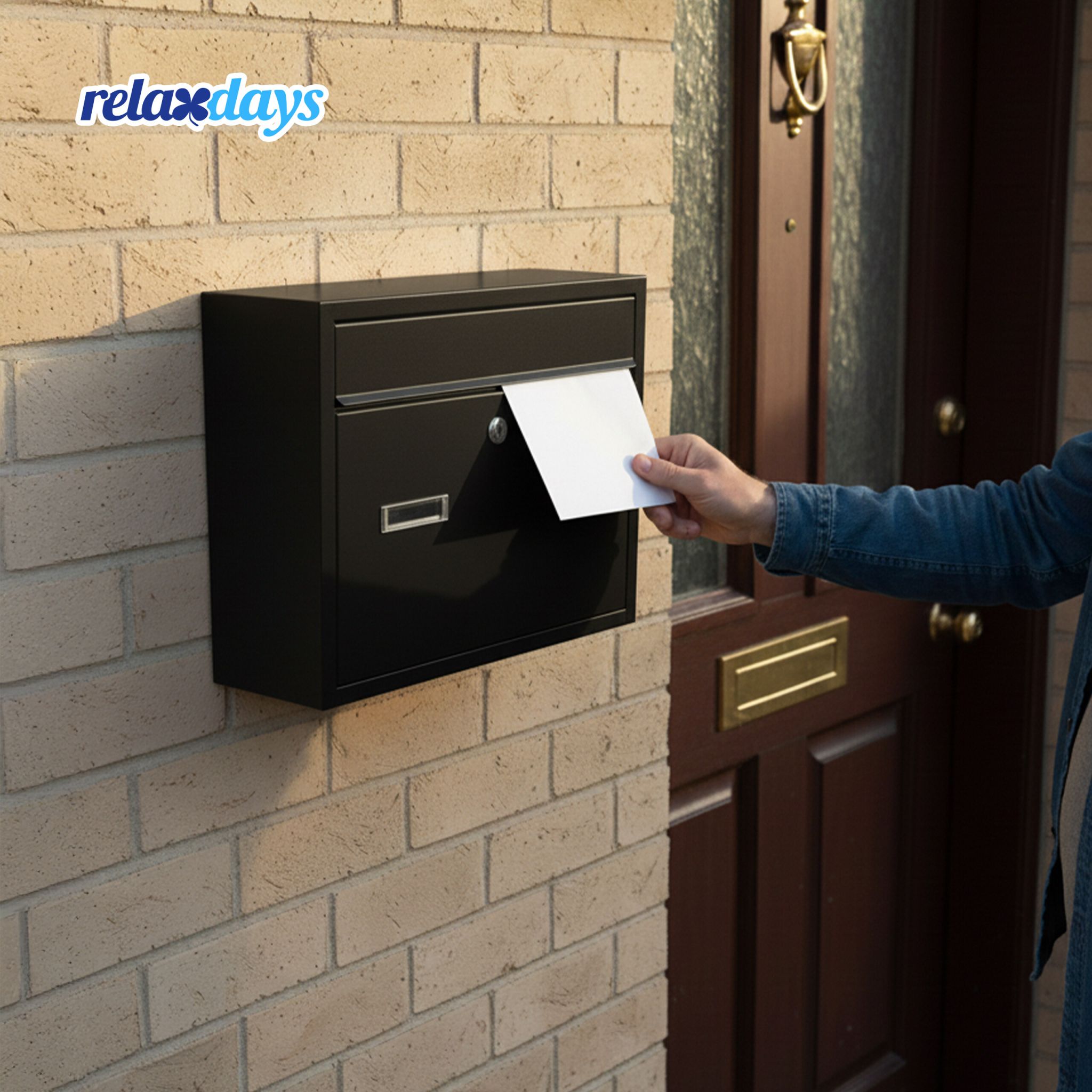 Briefkasten Querformat Schwarz von Relaxdays