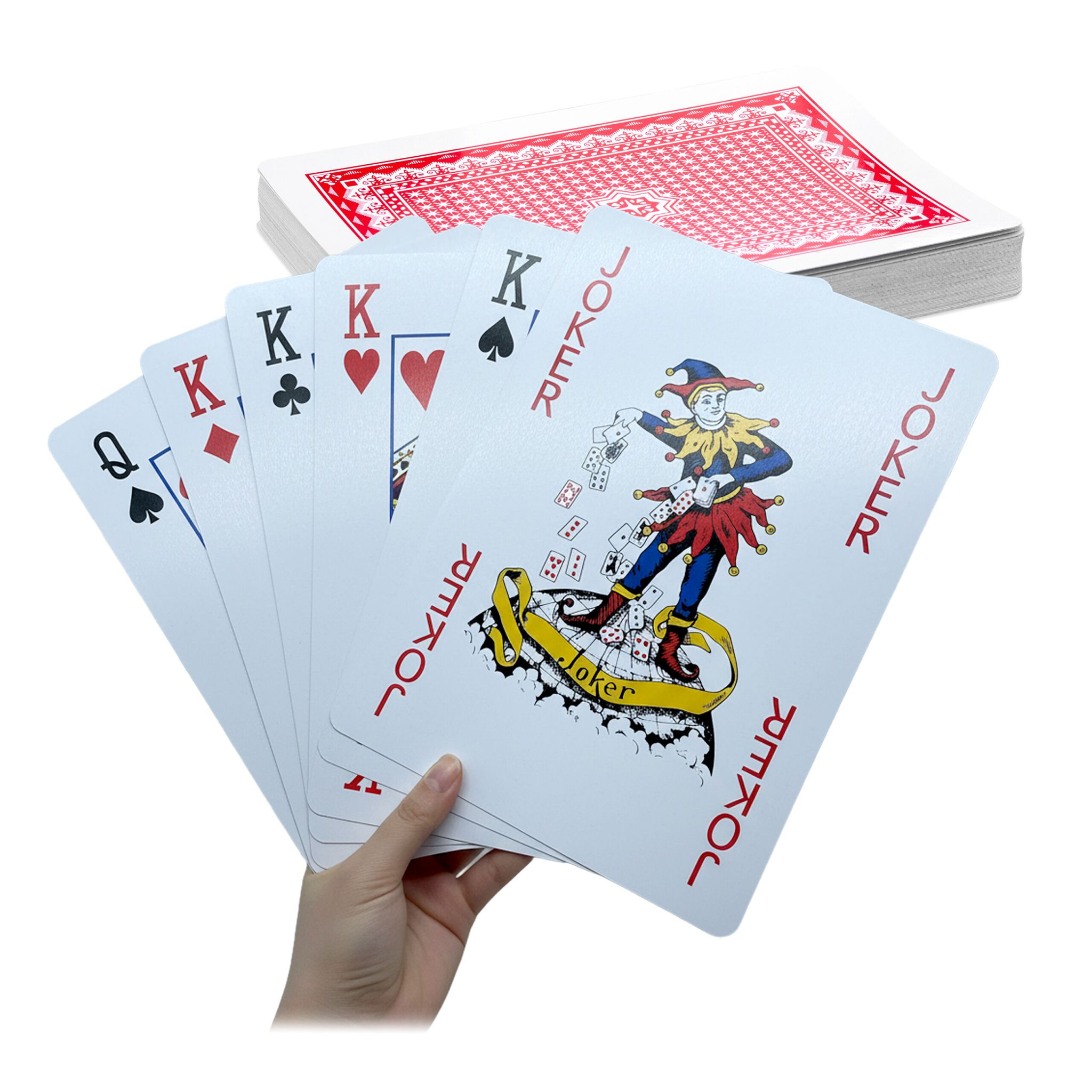 54 Jumbo Spielkarten Weiss-Rot-Schwarz