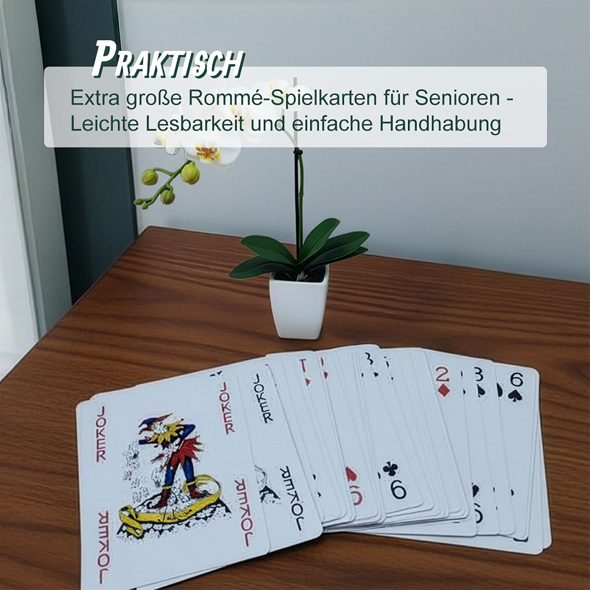 54 Jumbo Spielkarten Weiss-Rot-Schwarz