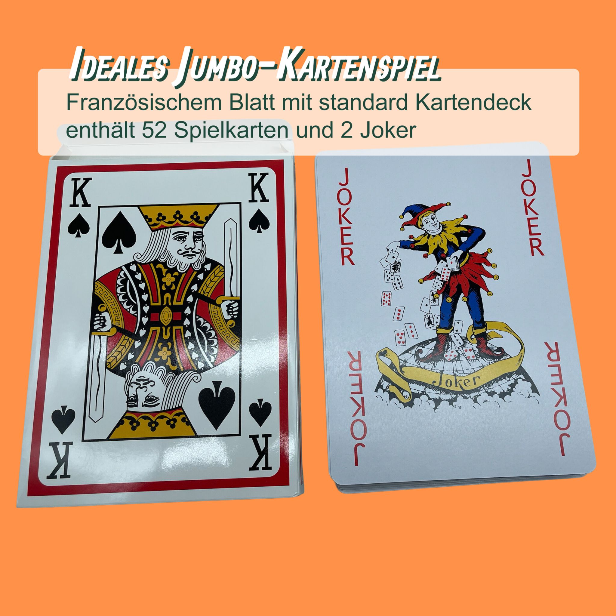 54 Jumbo Spielkarten Weiss-Rot-Schwarz