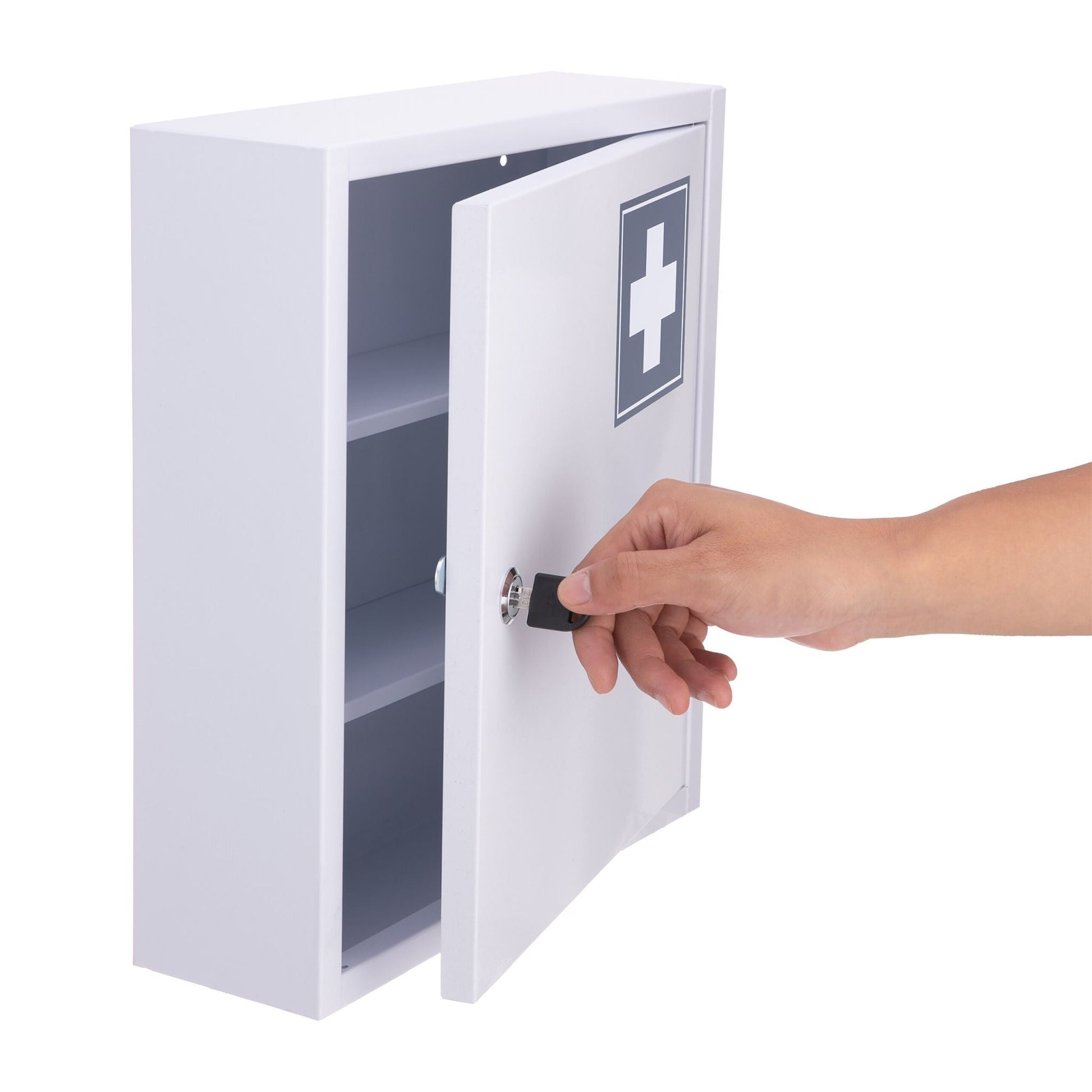 Abschliessbarer Medizinschrank mit Kreuz Dunkelgrün-Grau von Relaxdays