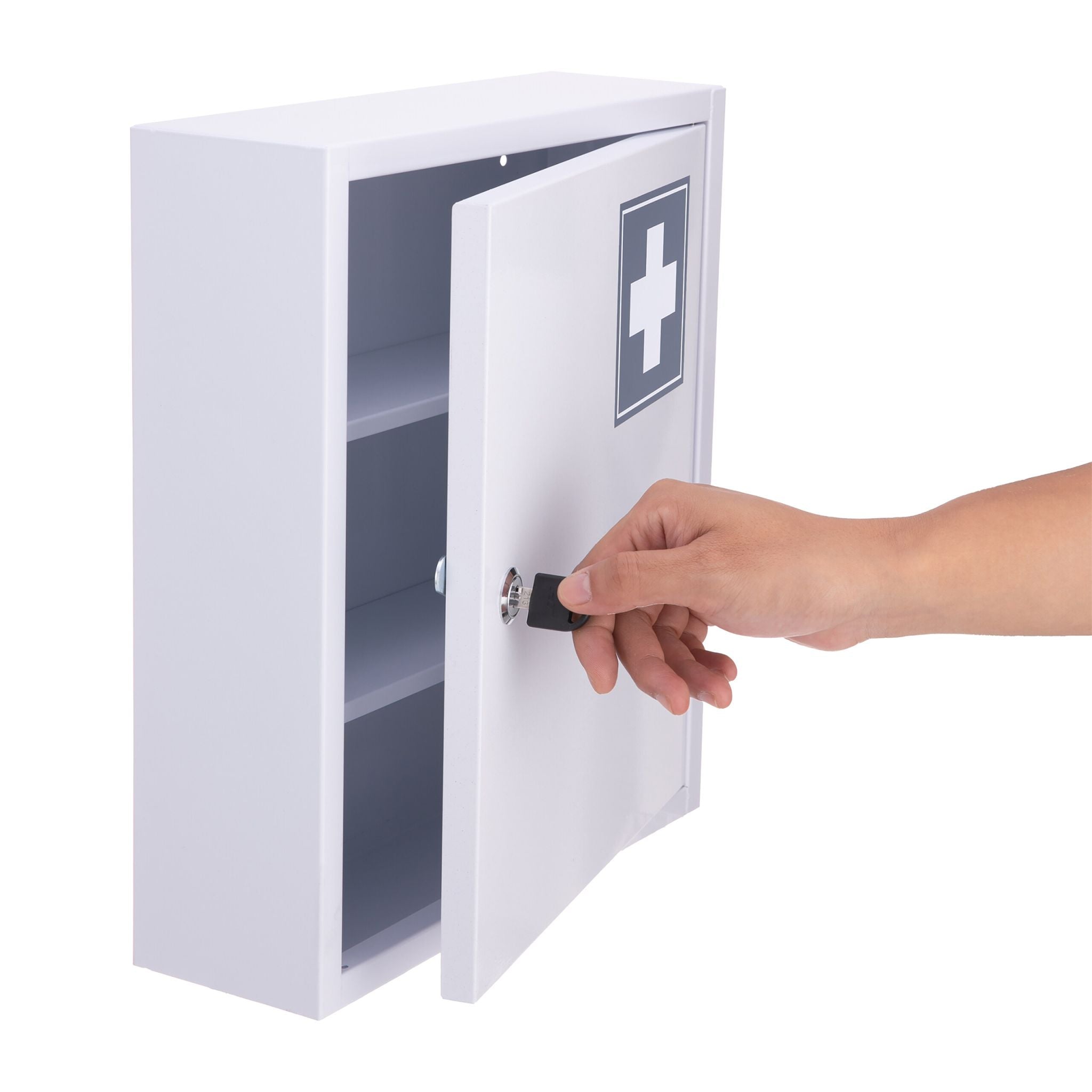Abschliessbarer Medizinschrank mit Kreuz Dunkelgrün-Grau von Relaxdays