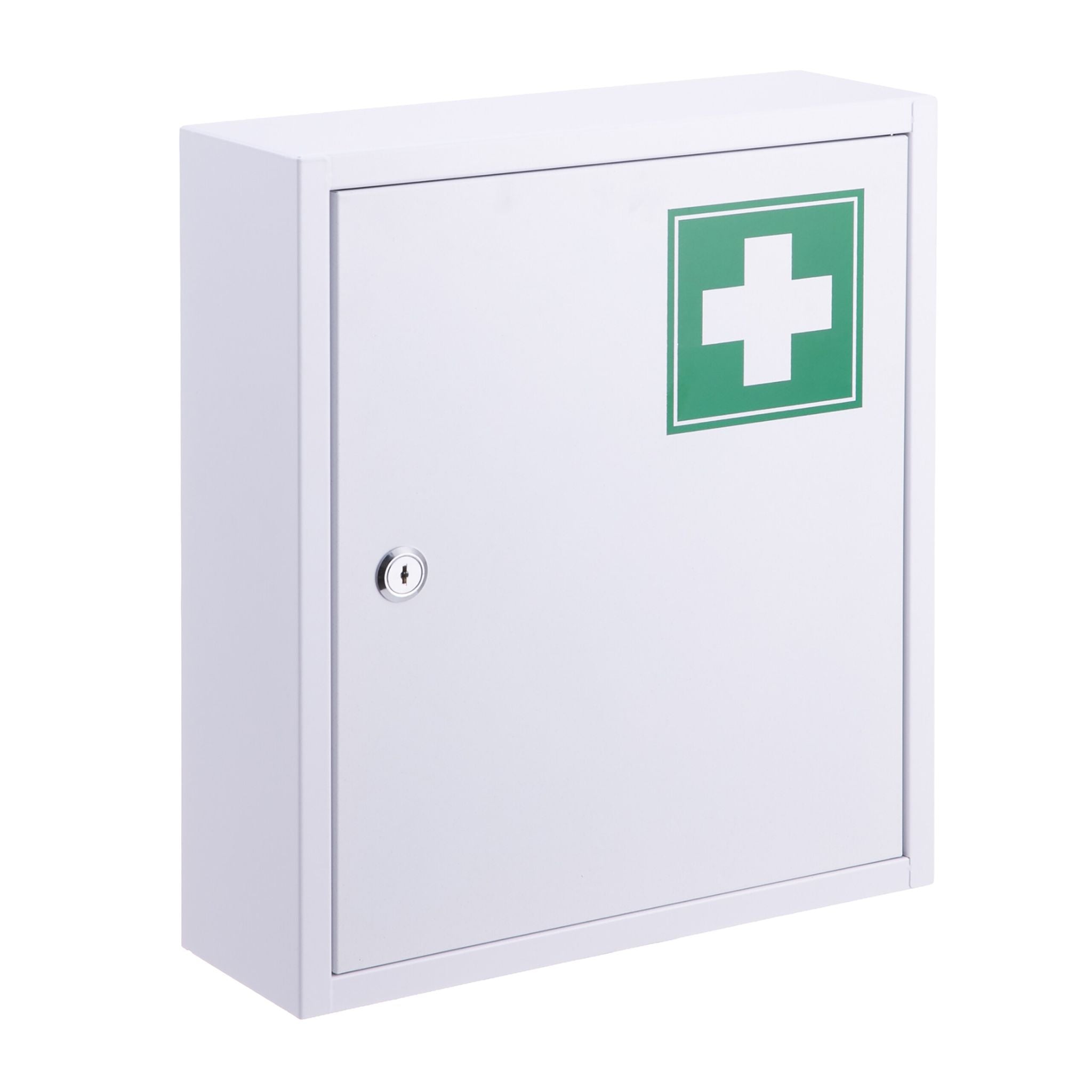 Abschliessbarer Medizinschrank mit Kreuz Weiss-Dunkelgrün von Relaxdays