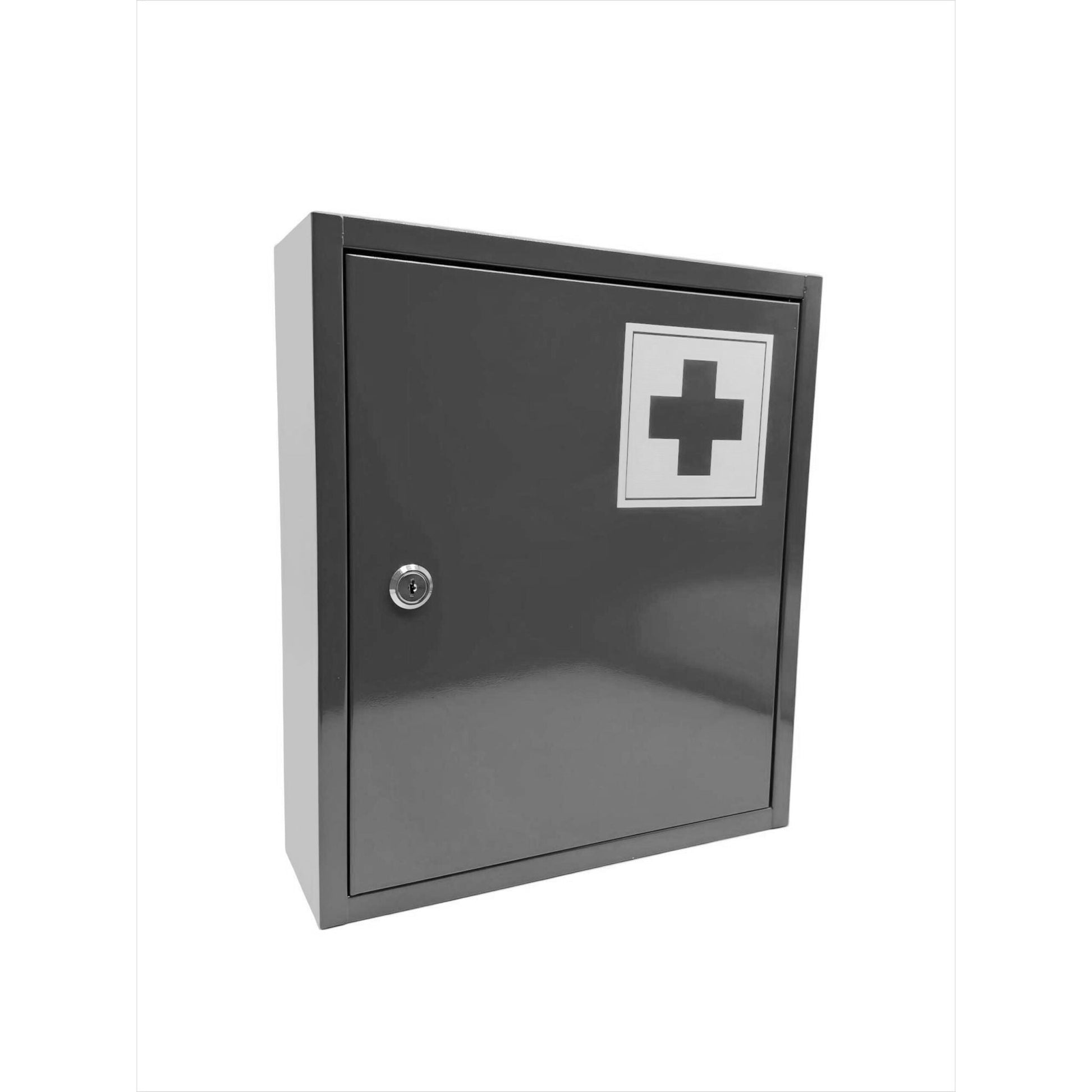 Abschliessbarer Medizinschrank mit Kreuz Weiss-Grau von Relaxdays