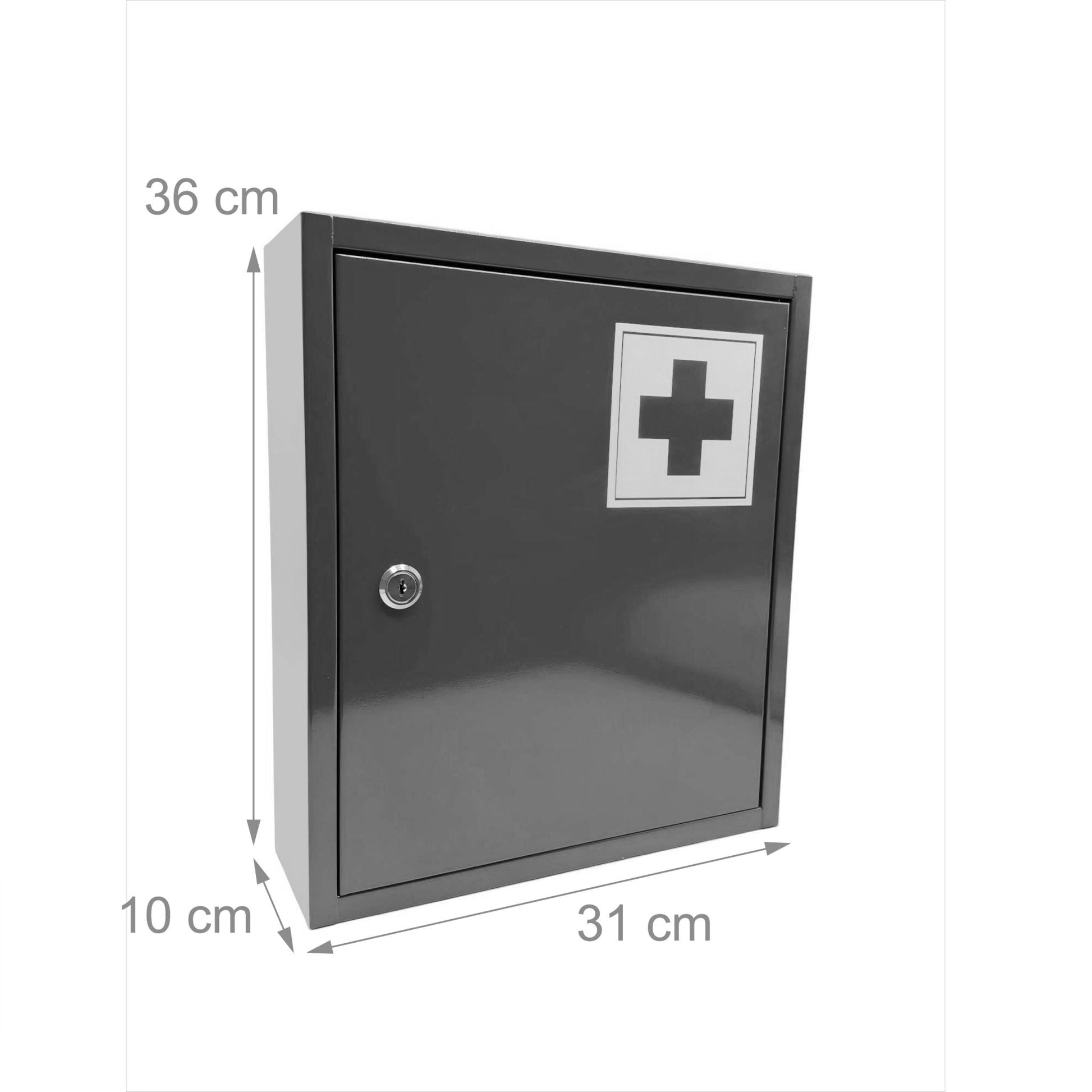 Abschliessbarer Medizinschrank mit Kreuz Weiss-Grau von Relaxdays