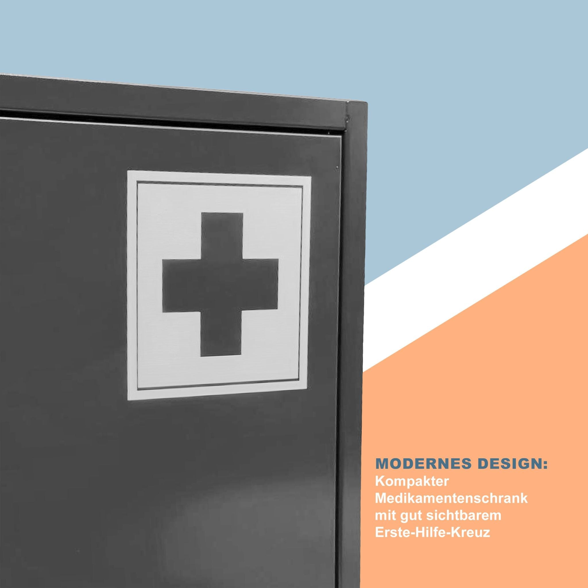Abschliessbarer Medizinschrank mit Kreuz Weiss-Grau von Relaxdays