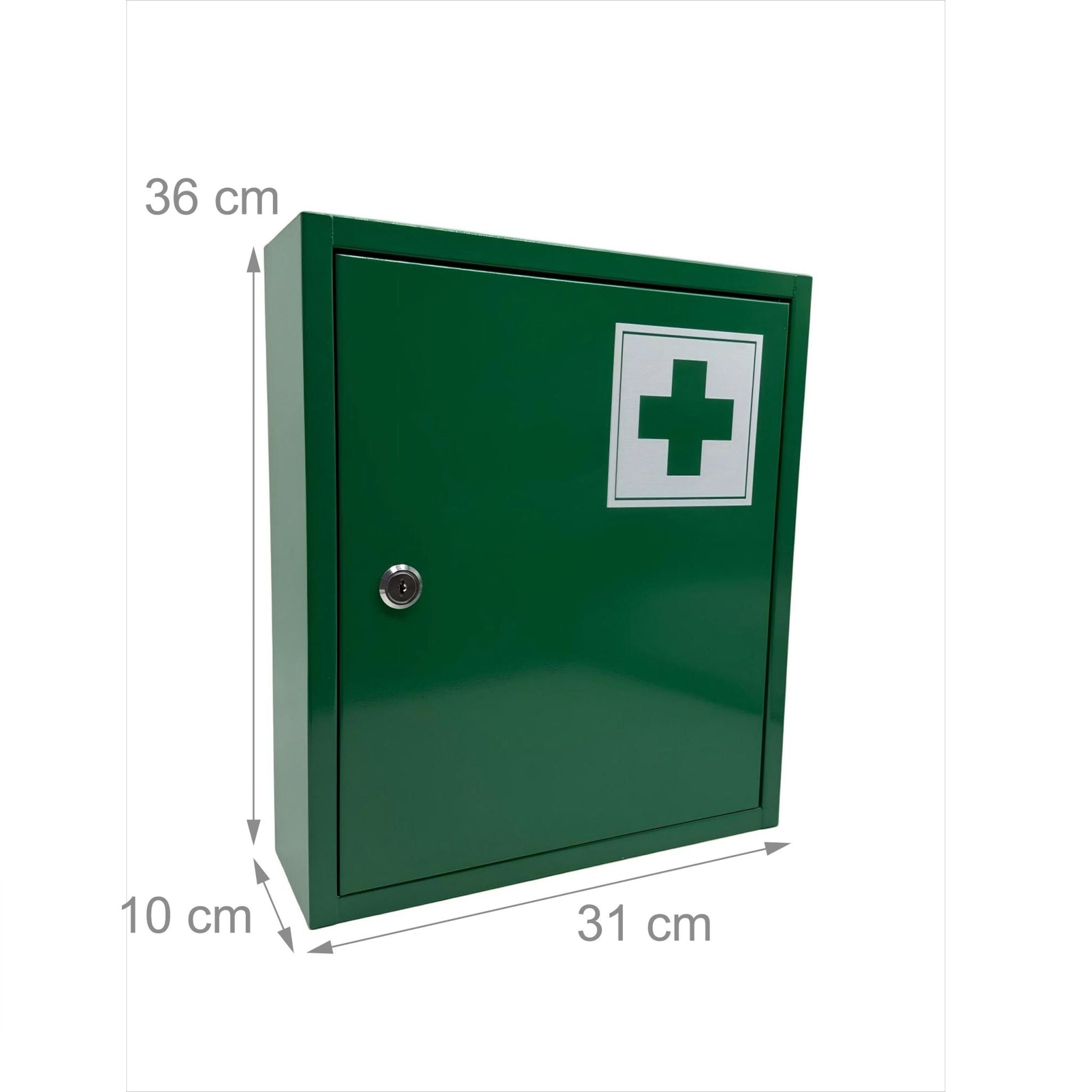 Abschliessbarer Medizinschrank mit Kreuz Weiss-Grün von Relaxdays