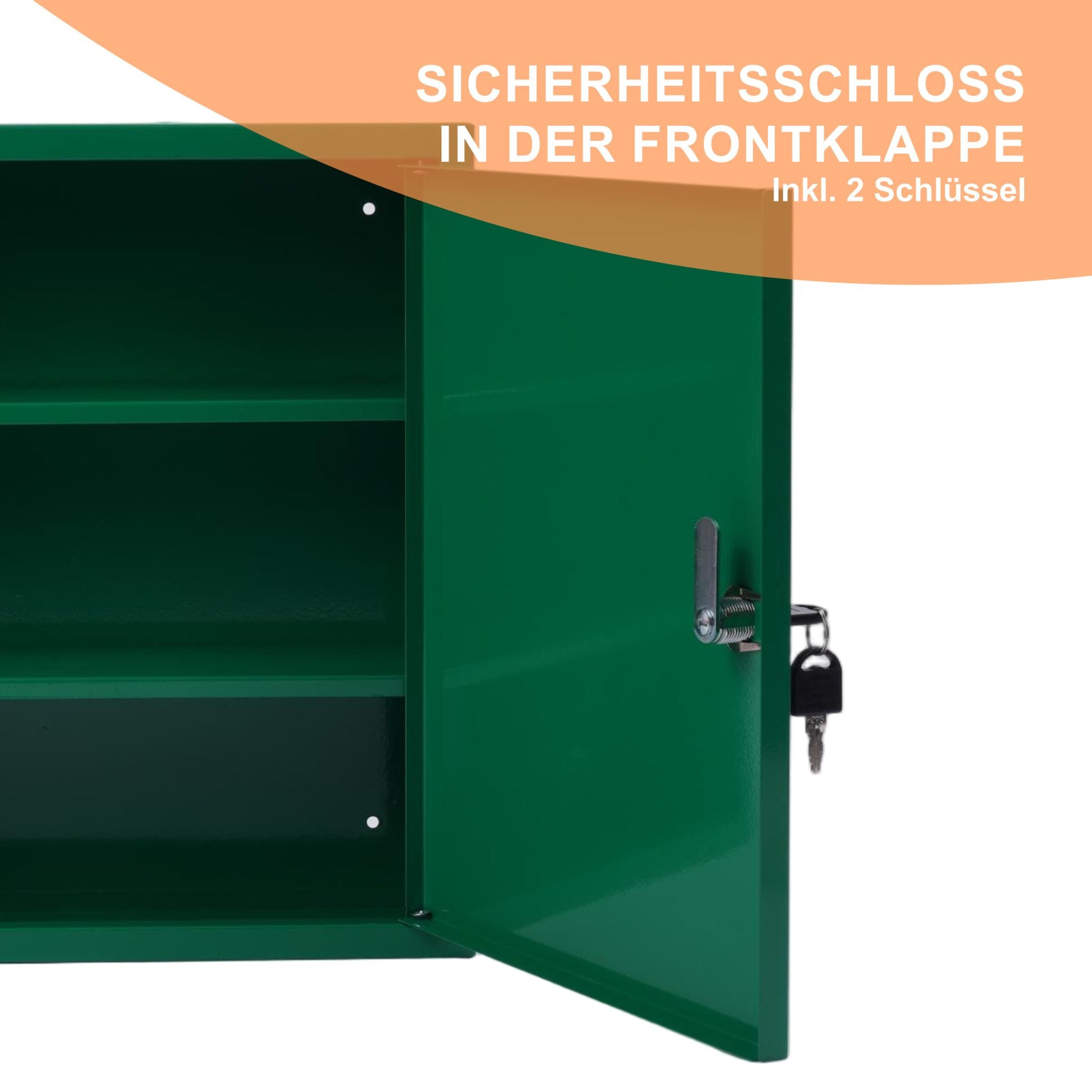 Abschliessbarer Medizinschrank mit Kreuz Weiss-Grün von Relaxdays