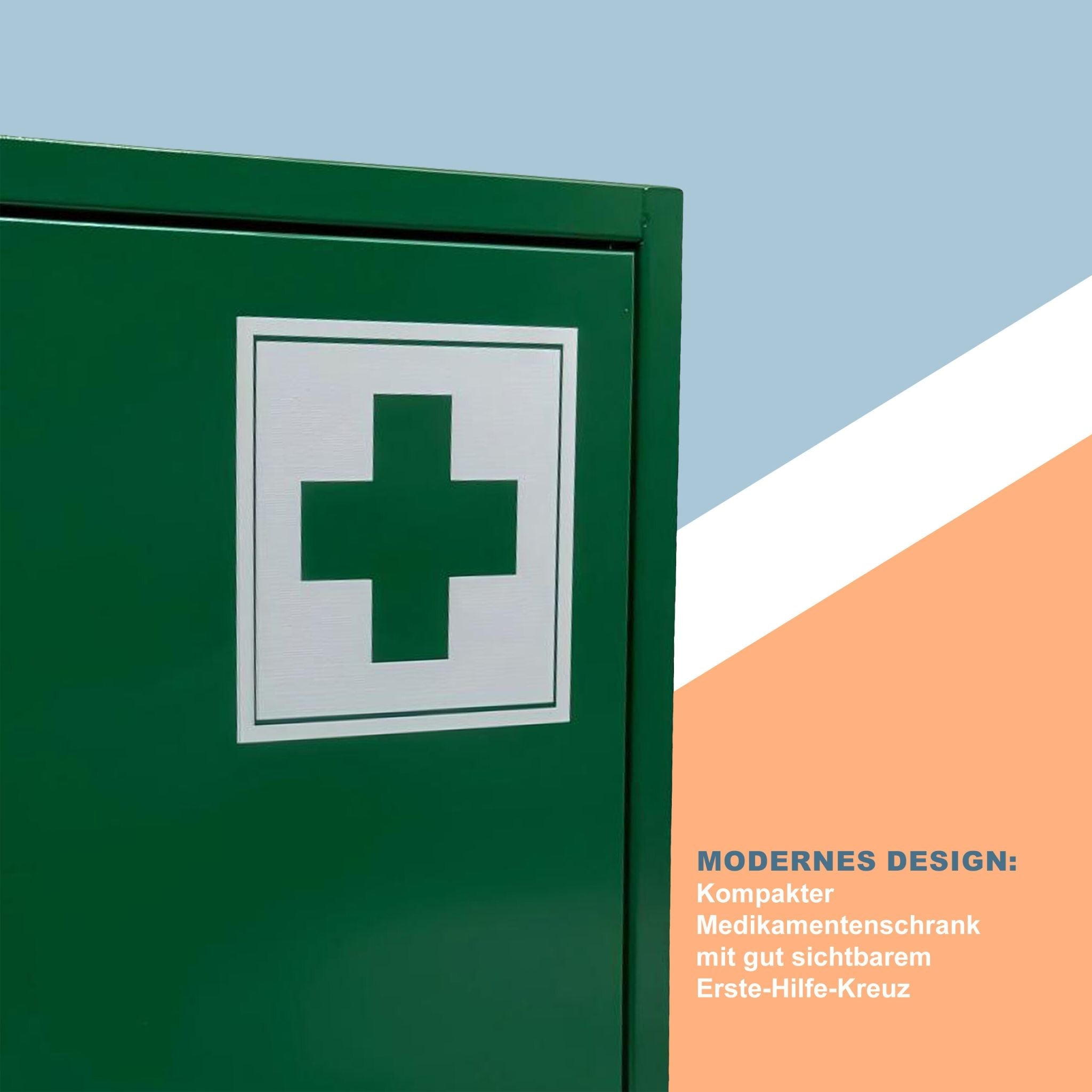 Abschliessbarer Medizinschrank mit Kreuz Weiss-Grün von Relaxdays