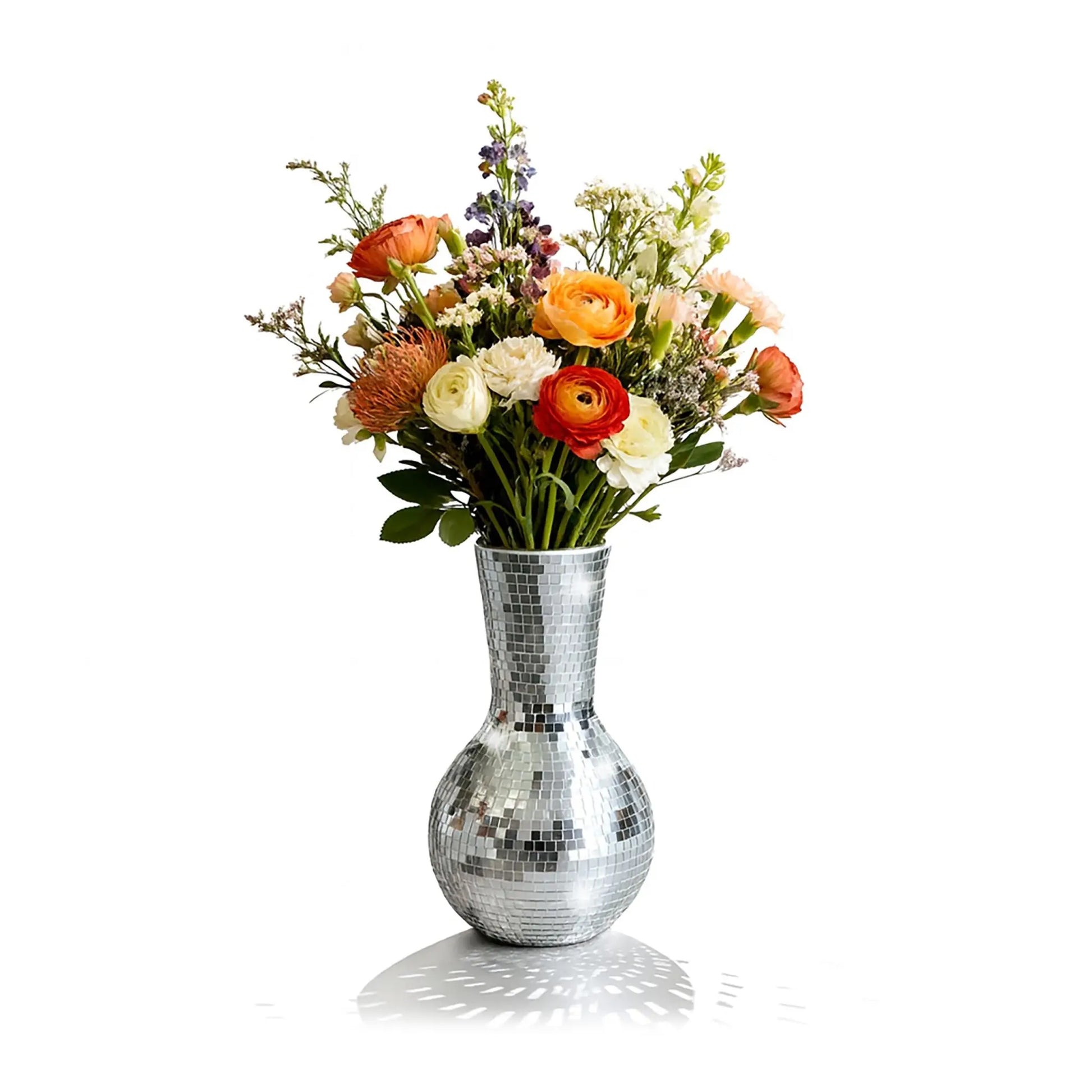 Disco Vase mit Spiegelglas 28cm Silber von Relaxdays